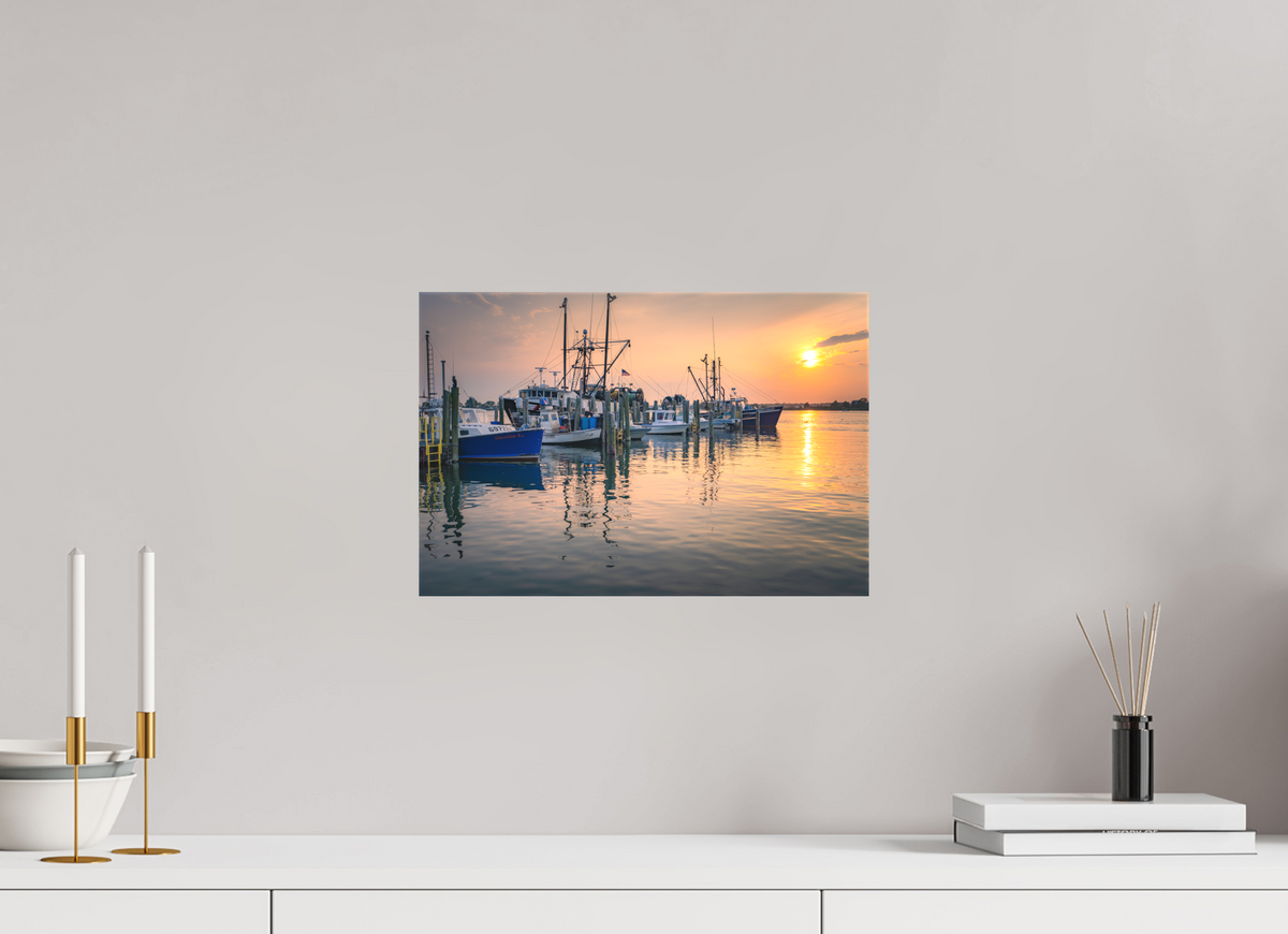 15 x 10″, Matte Canvas Print Boats at Sunset