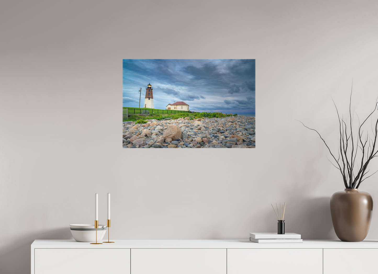 30 x 20″, Matte Canvas Print The Point Judith Lighthouse