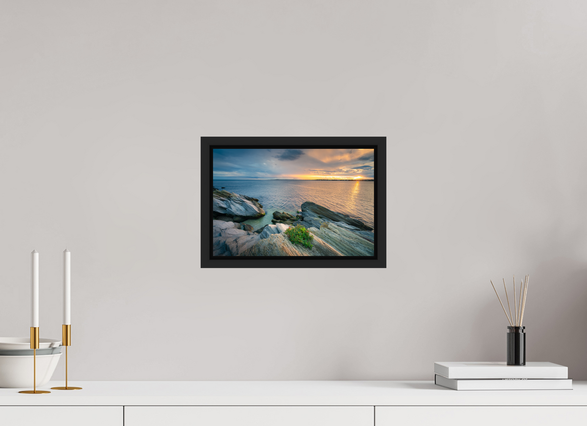 12 x 8″, Premium ChromaLuxe HD Aluminum Metal Print with Black Wood Floater Frame Beavertail Sun Rays