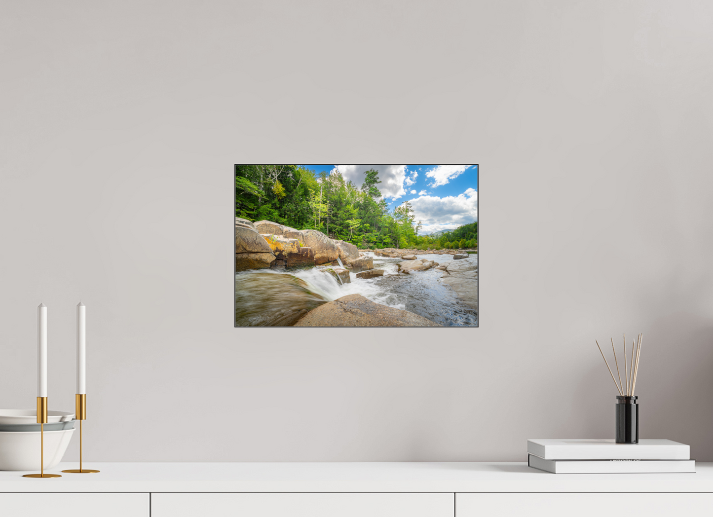 15 x 10″, Photo Print under Acrylic Glass with Black Slimline Case Over the Falls
