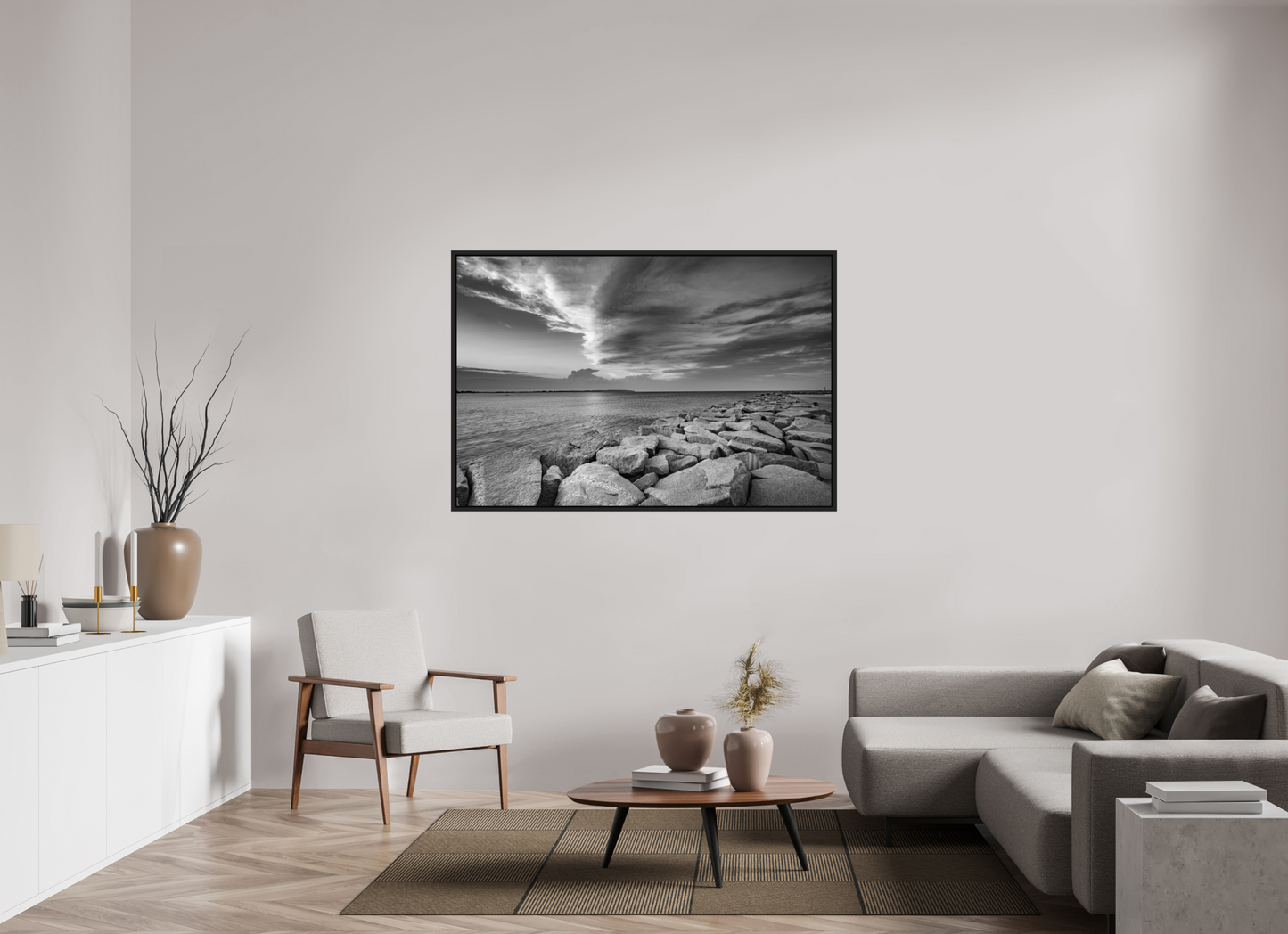 60 x 40″, ChromaLuxe HD Metal Print with Black Wood Floater Frame Overlooking Old Harbor