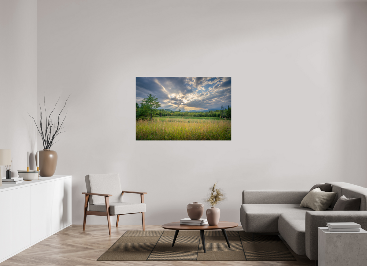 54 x 36″, Premium Photo Print on Fujiflex High Gloss Paper Mountain Sun Rays