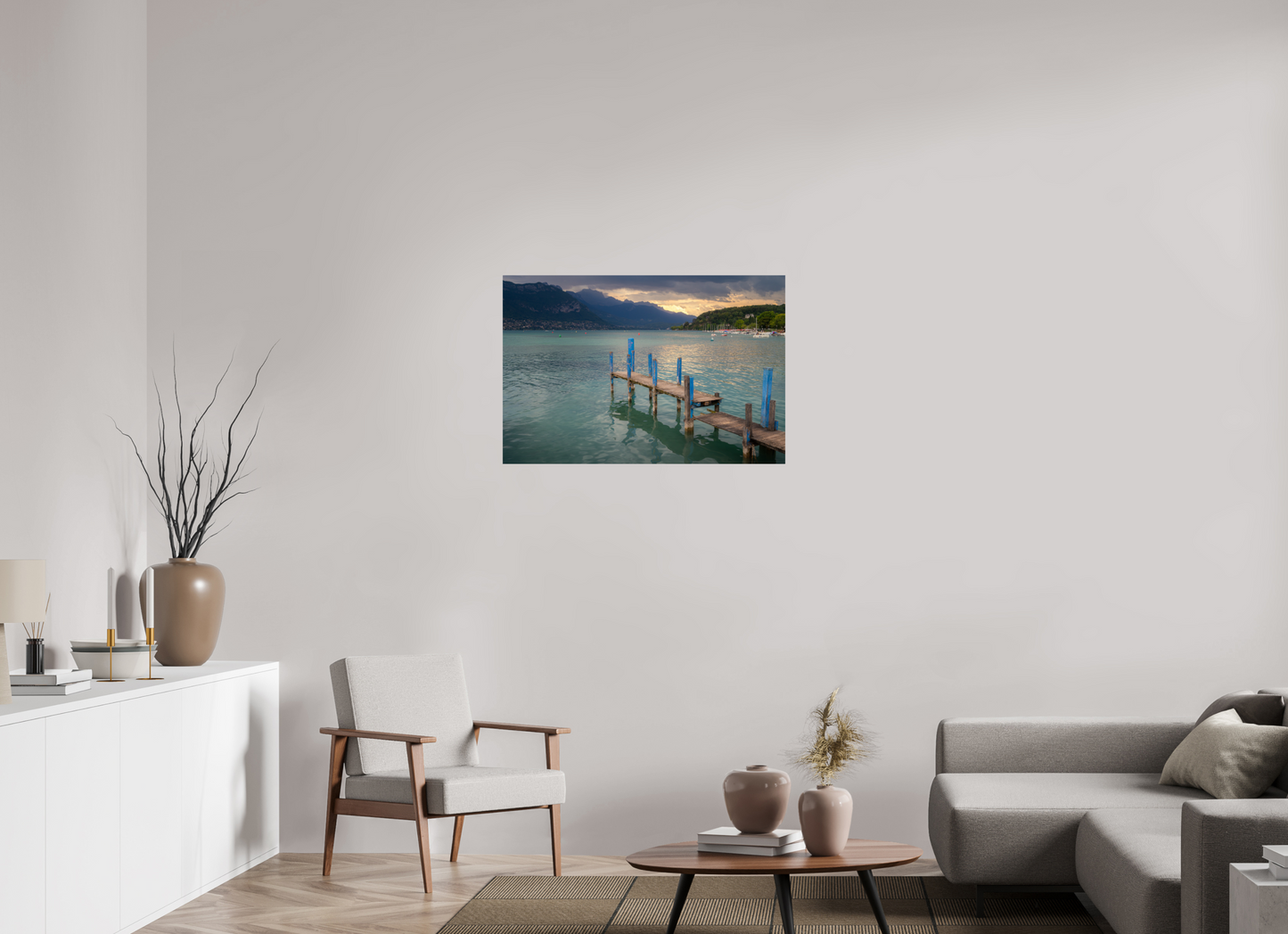 36 x 24″, ChromaLuxe HD Metal Print Thunderstorm over Lake Annecy