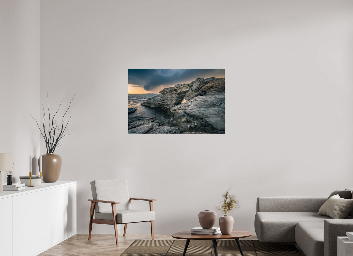 45 x 30″, Premium Photo Print under Acrylic Glass Thunderstorm Over Beavertail Arch