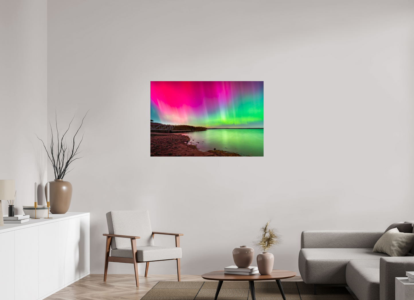 45 x 30″, Photo Print on Fujiflex High Gloss Aurora Borealis Over Wordens Pond