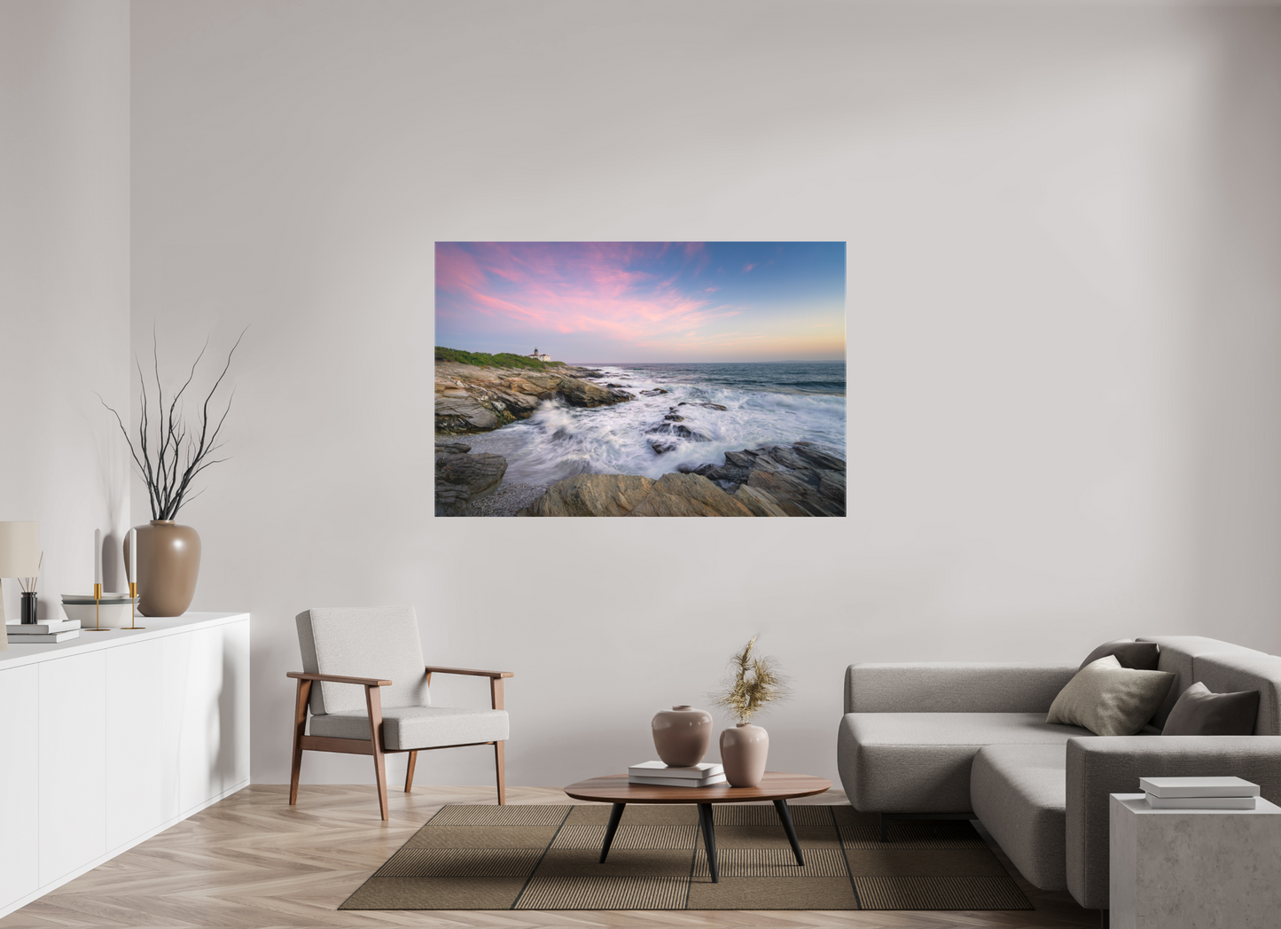 66 x 44″, Matte Canvas Print Rough Seas at Sunset