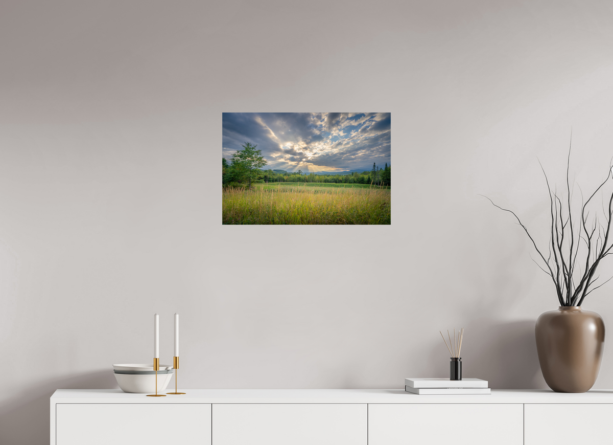 24 x 16″, Premium Metallic Effect Photo Print on Fuji Crystal Pearl Paper Mountain Sun Rays