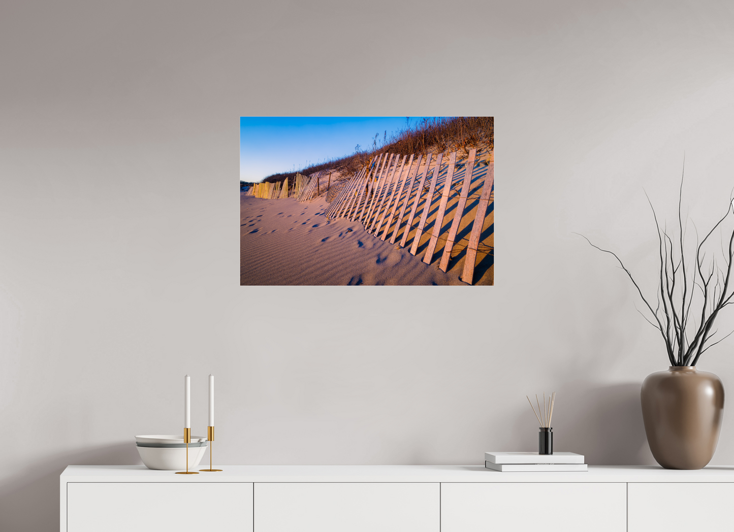 30 x 20″, Photo Print under Acrylic Glass Sunset Glow on Sand Hill Cove Dunes