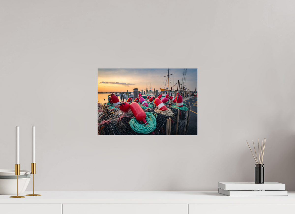 15 x 10″, Premium ChromaLuxe HD Aluminum Metal Print Buoys, Boats, and Lobster Pots