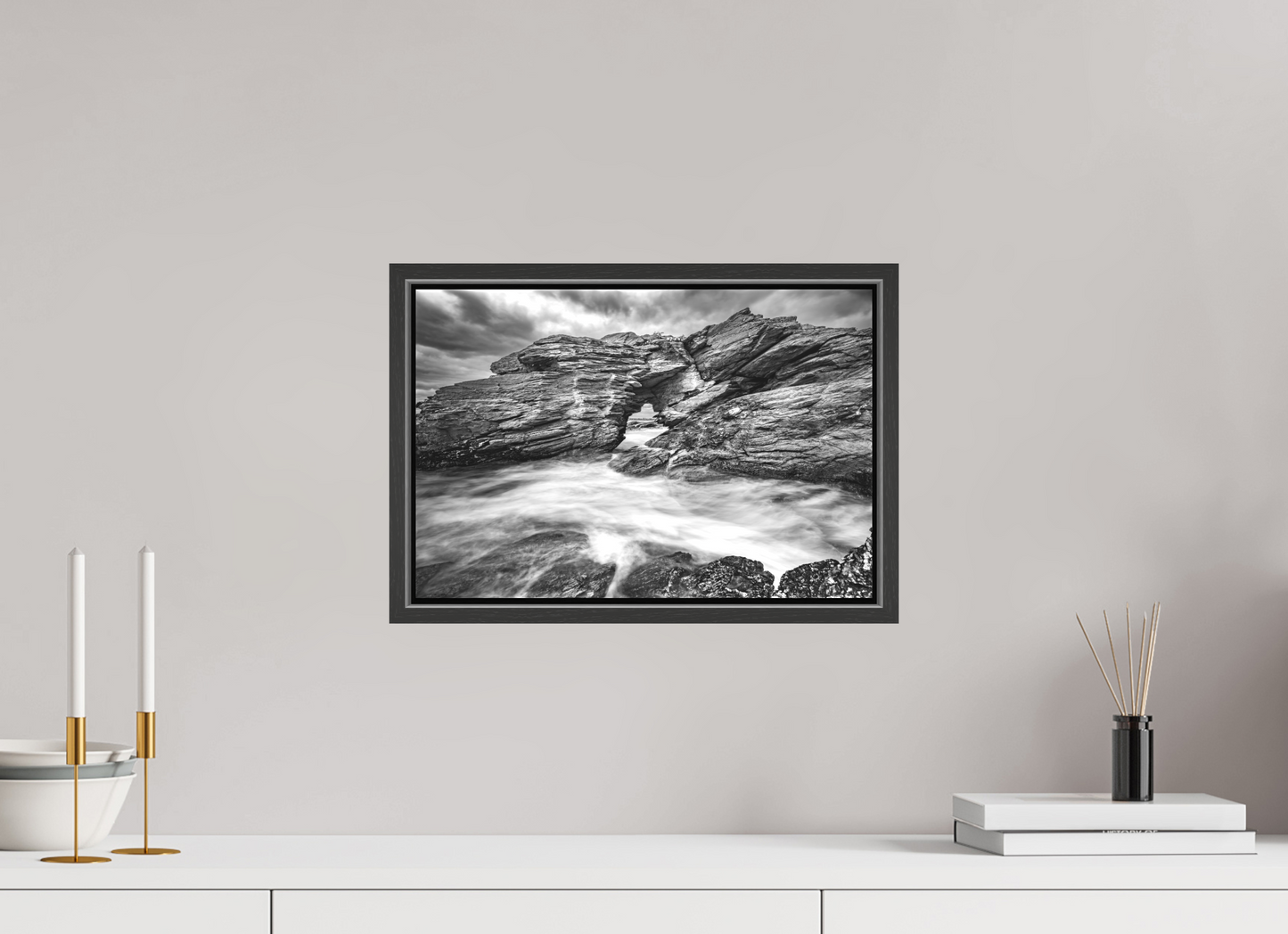 15 x 10″, Matte Canvas Print with Black Wood Floater Frame The Gateway