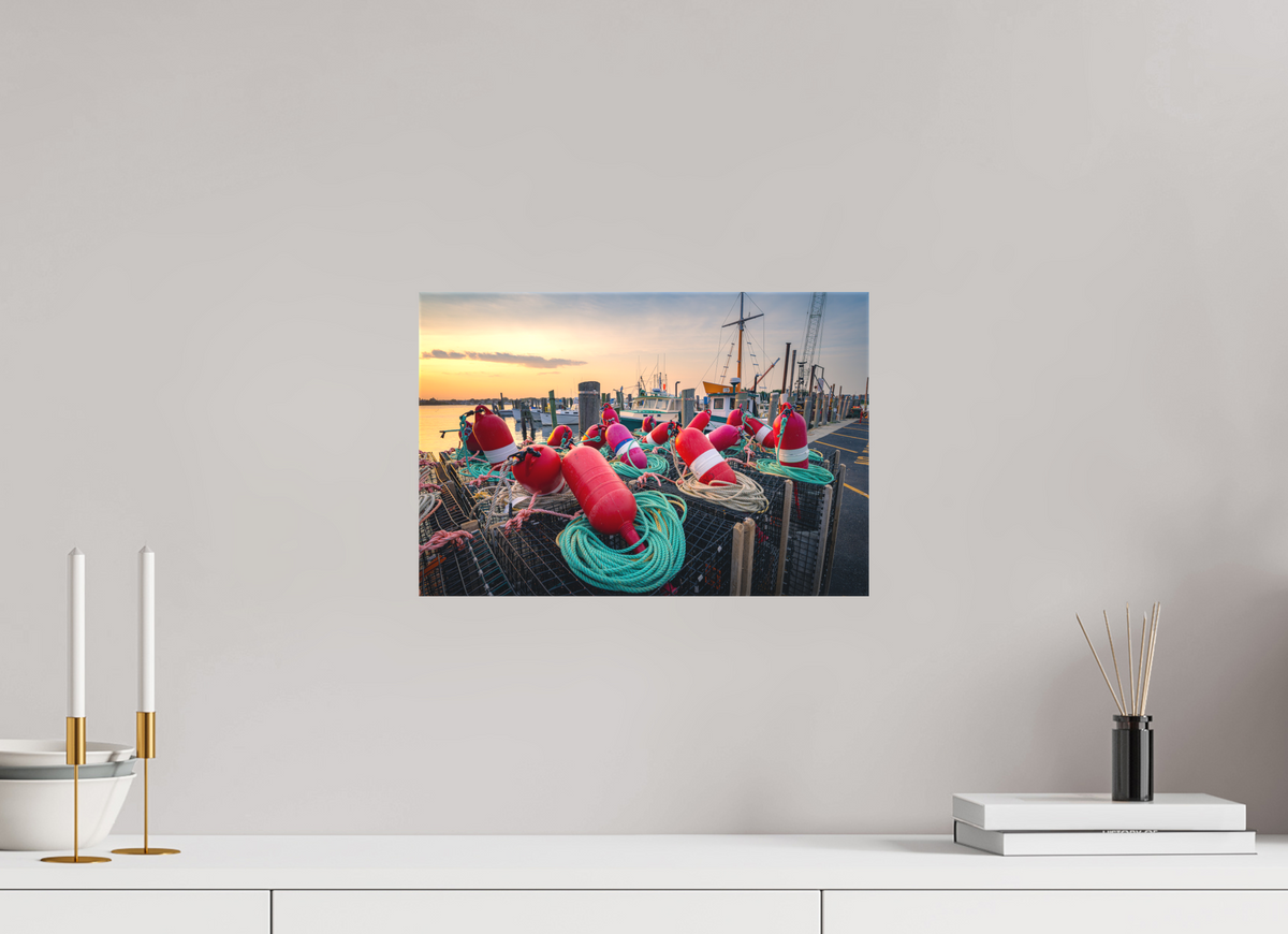 15 x 10″, Matte Canvas Print Buoys, Boats, and Lobster Pots