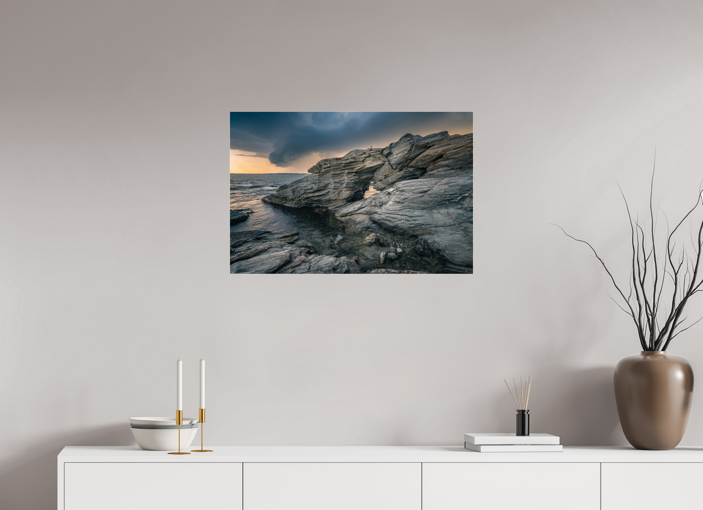 30 x 20″, Premium Photo Print under Acrylic Glass Thunderstorm Over Beavertail Arch