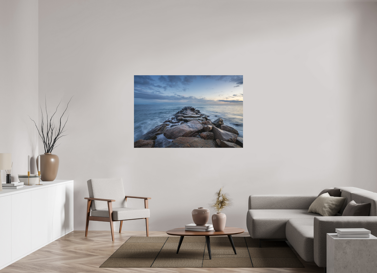 60 x 40″, Matte Photo Print on Fuji Crystal DP II Roger Wheeler State Beach at Blue Hour