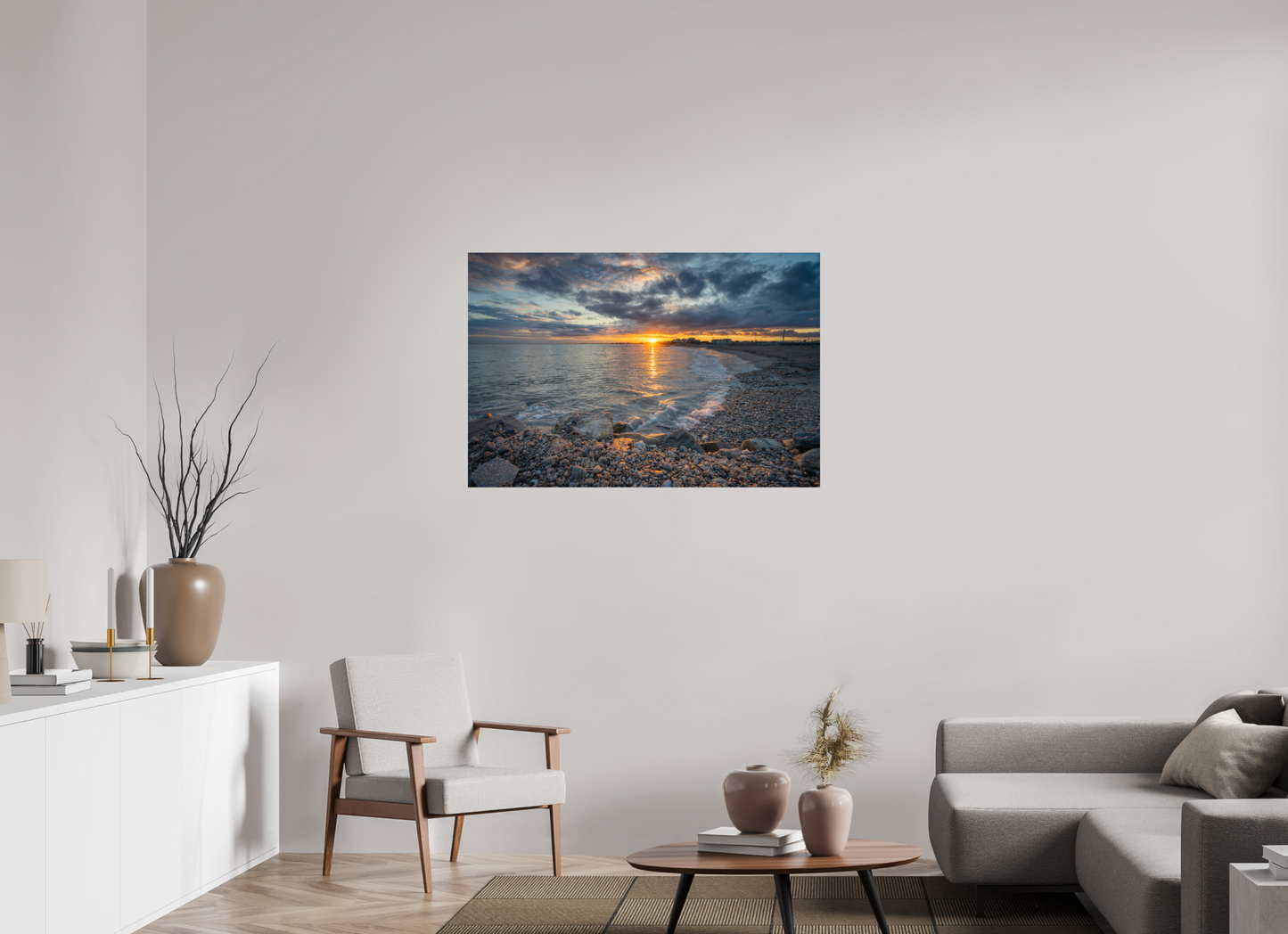45 x 30″, Premium Metallic Effect Photo Print on Fuji Crystal Pearl Paper Roger Wheeler State Beach Sunset
