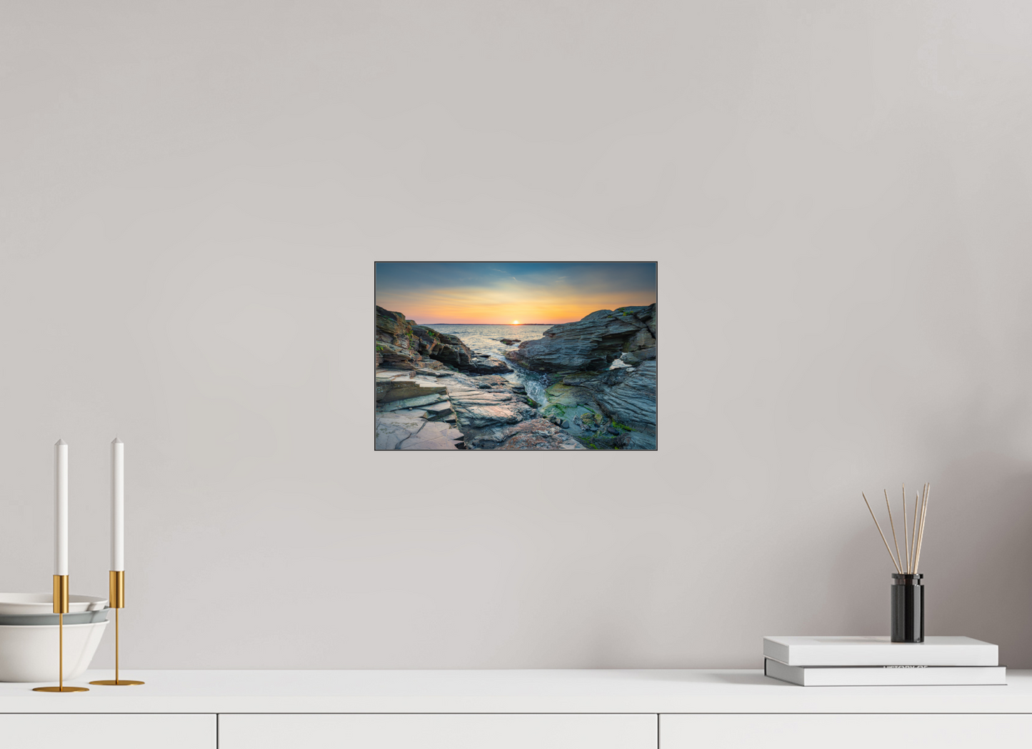12 x 8″, Acrylic Print with Black Slimline Case Sun on the Horizon