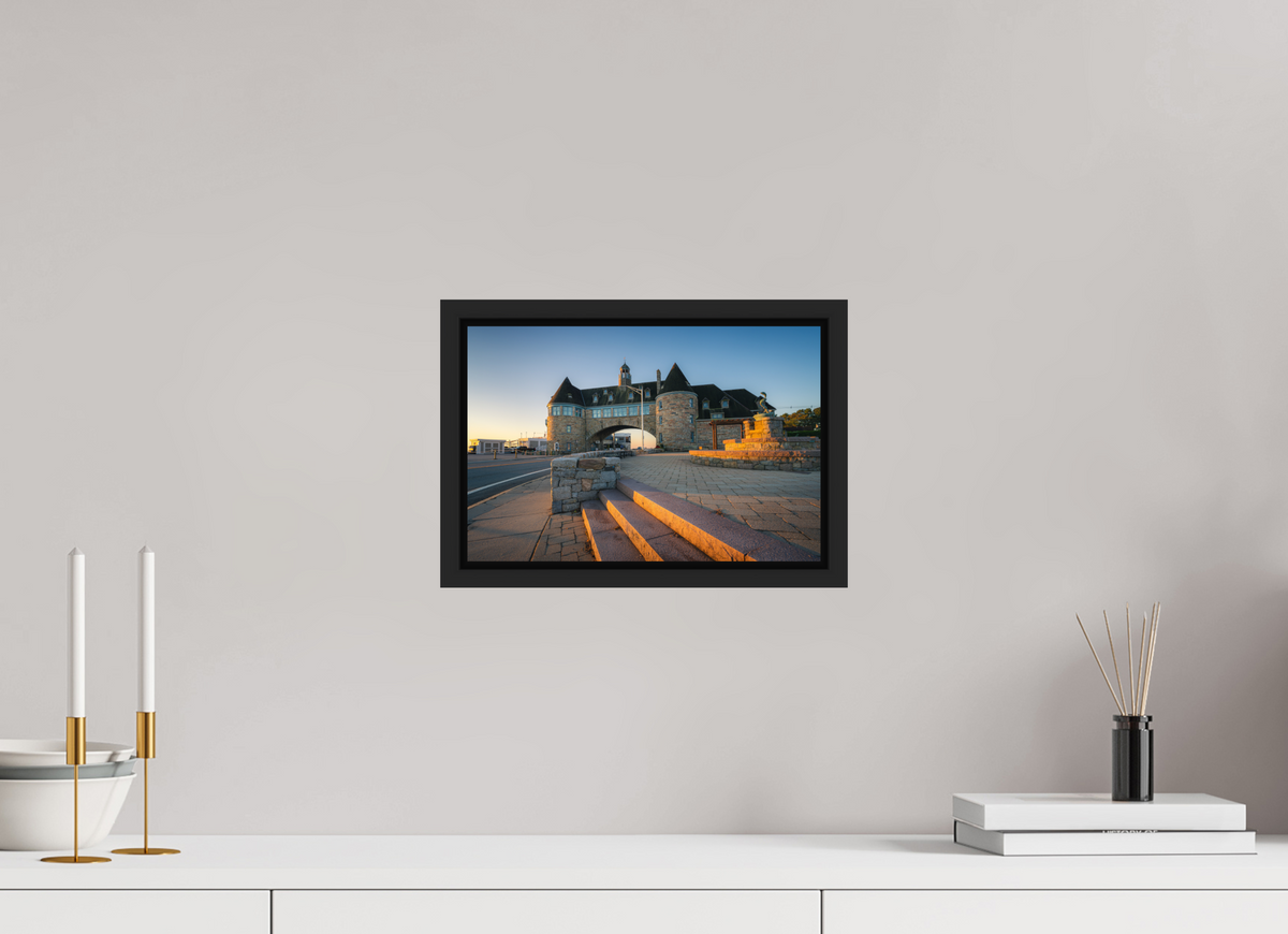 12 x 8″, Premium ChromaLuxe HD Aluminum Metal Print with Black Wood Floater Frame Golden Sunrise at The Towers