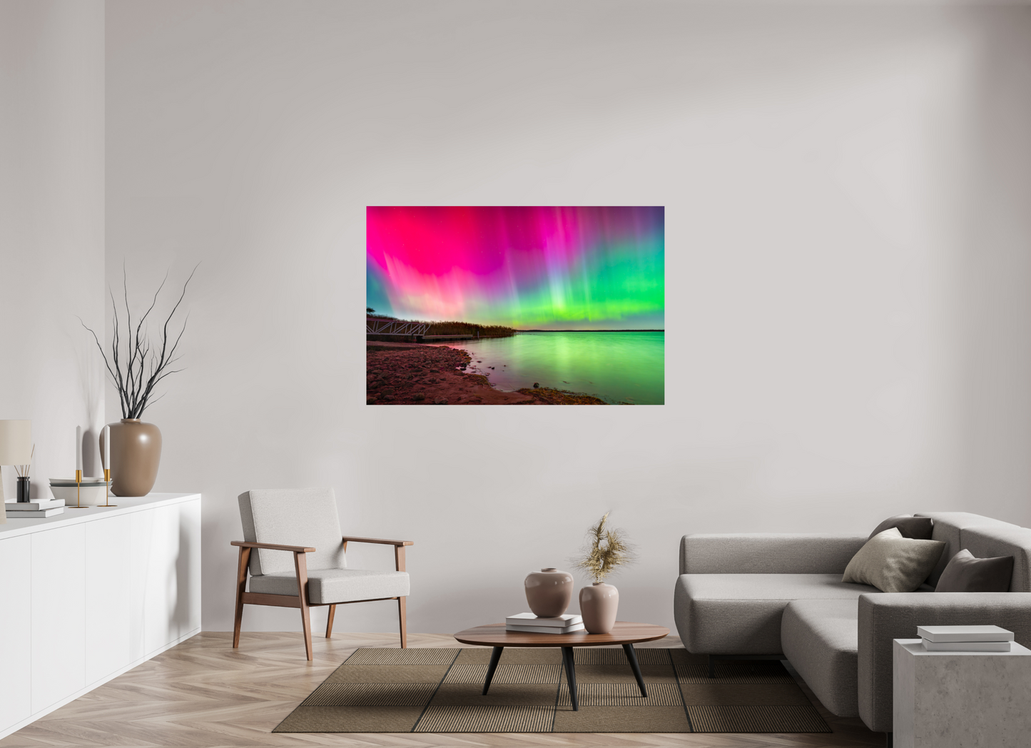 60 x 40″, Photo Print on Fujiflex High Gloss Aurora Borealis Over Wordens Pond