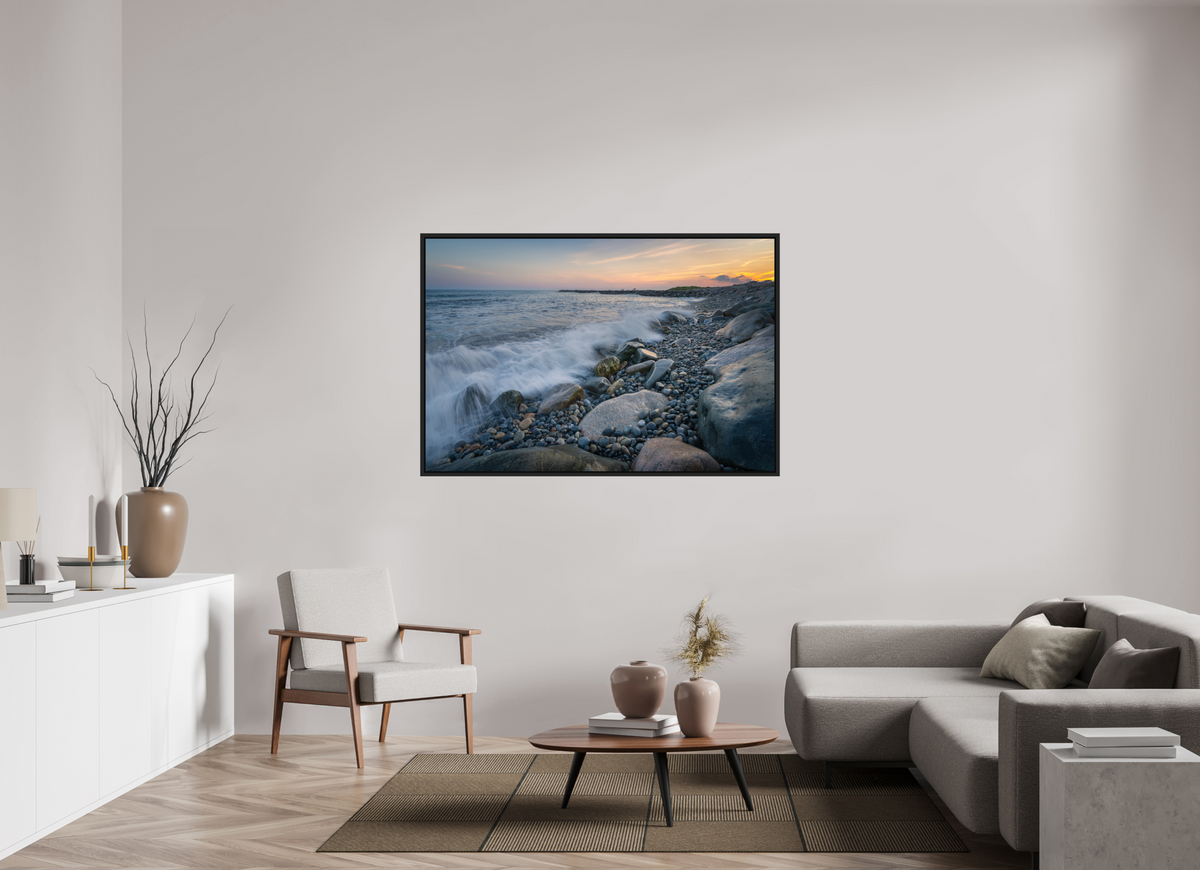 60 x 40″, Premium ChromaLuxe HD Aluminum Metal Print with Black Wood Floater Frame Waves Crashing at Camp Cronin