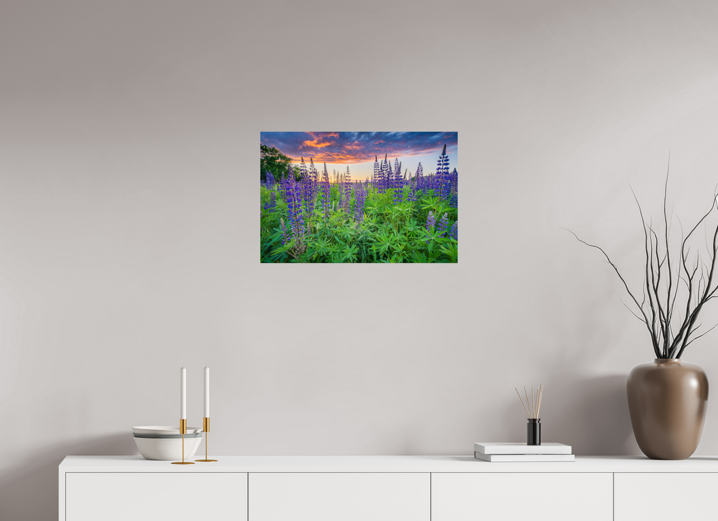 24 x 16″, Premium Metallic Effect Photo Print on Fuji Crystal Pearl Paper Lupine Sunset