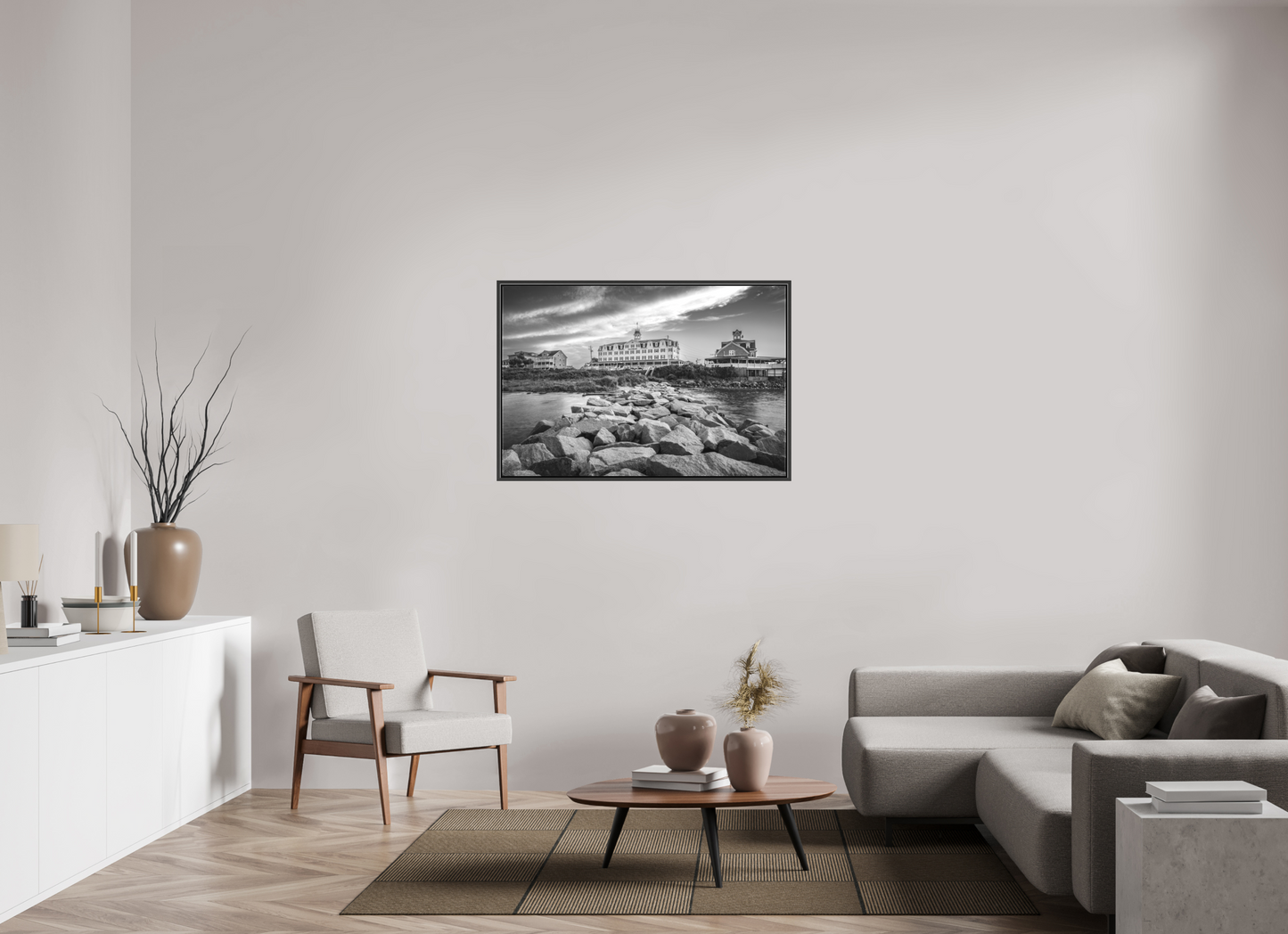 45 x 30″, Matte Canvas Print with Black Wood Floater Frame The National Hotel
