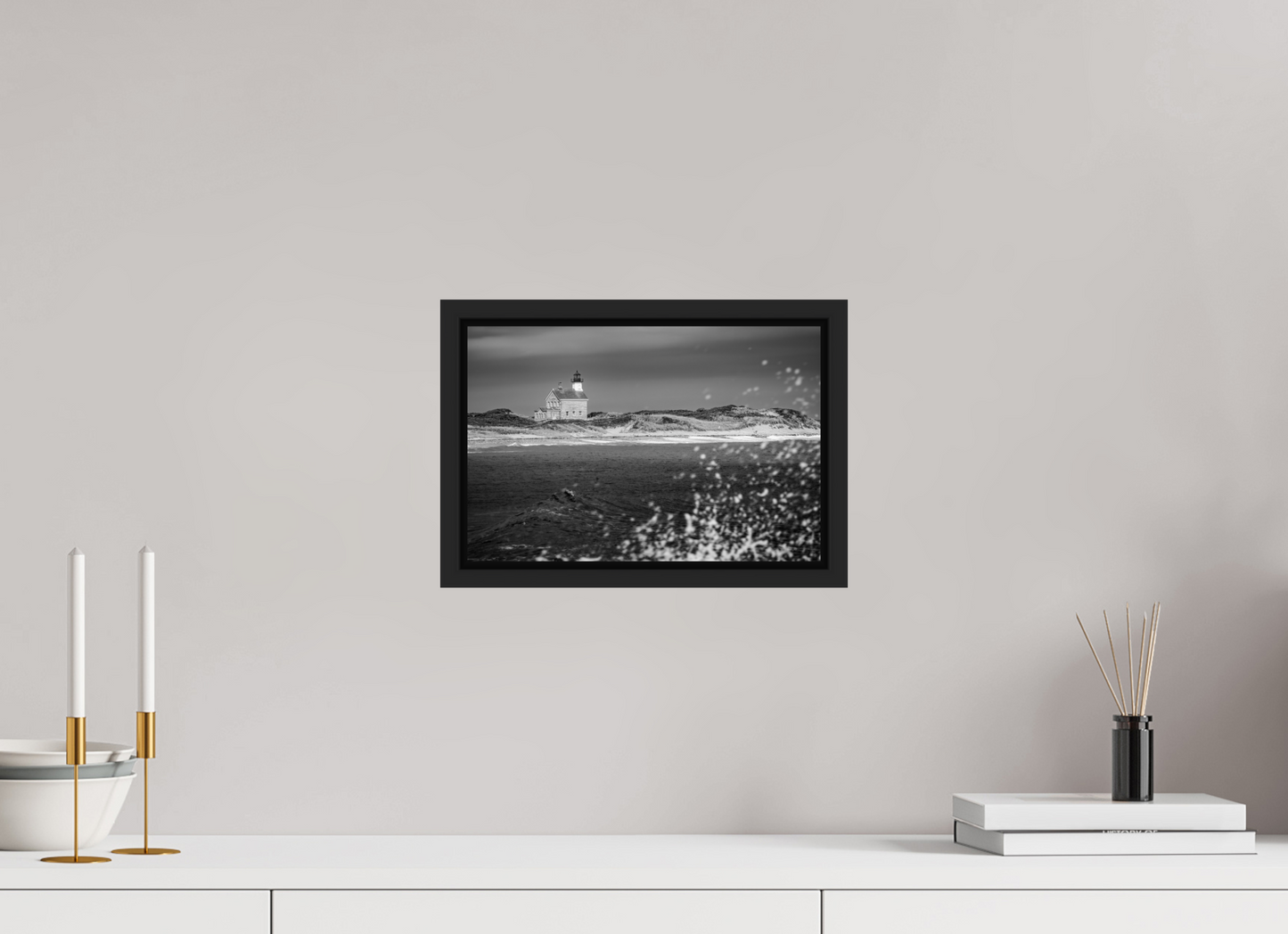 12 x 8″, ChromaLuxe HD Metal Print with Black Wood Floater Frame North Lighthouse