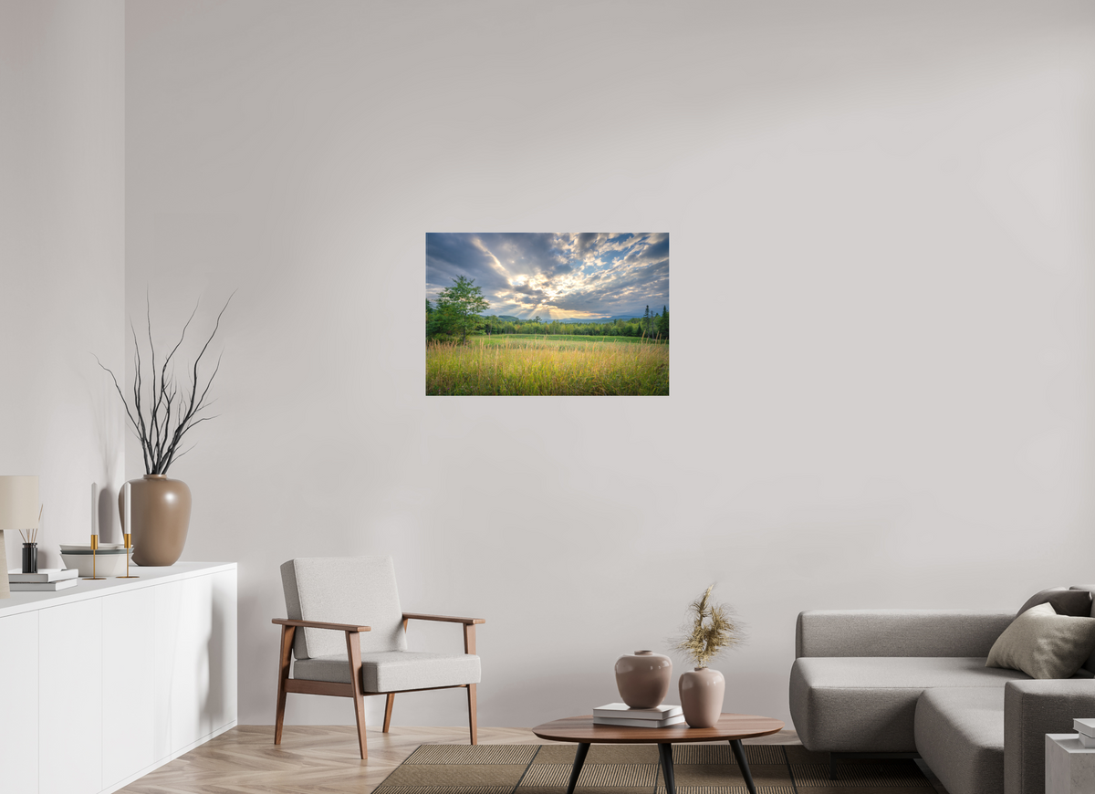 36 x 24″, Matte Canvas Print Mountain Sun Rays