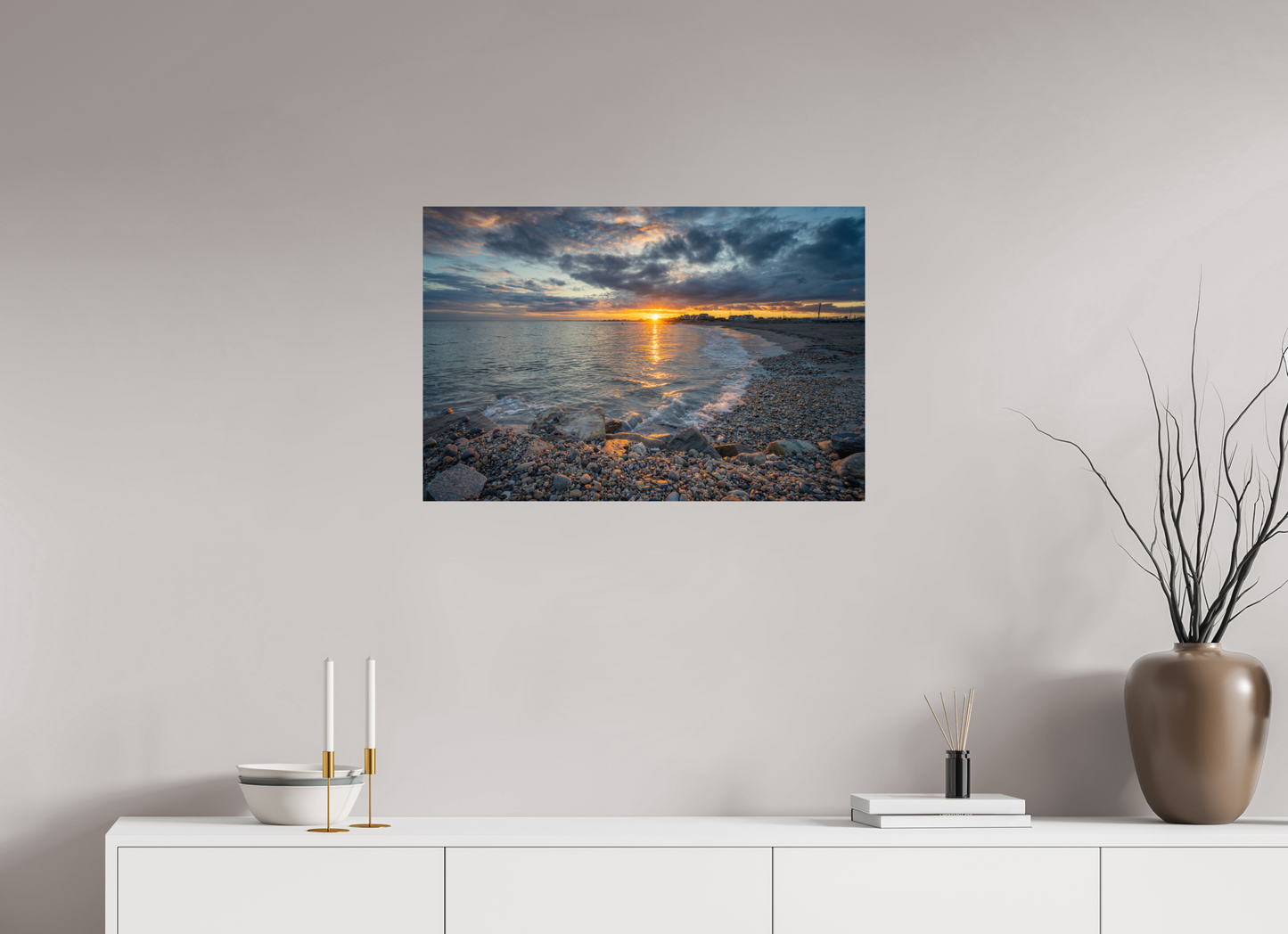 30 x 20″, Premium Photo Print on Fujiflex High Gloss Paper Roger Wheeler State Beach Sunset
