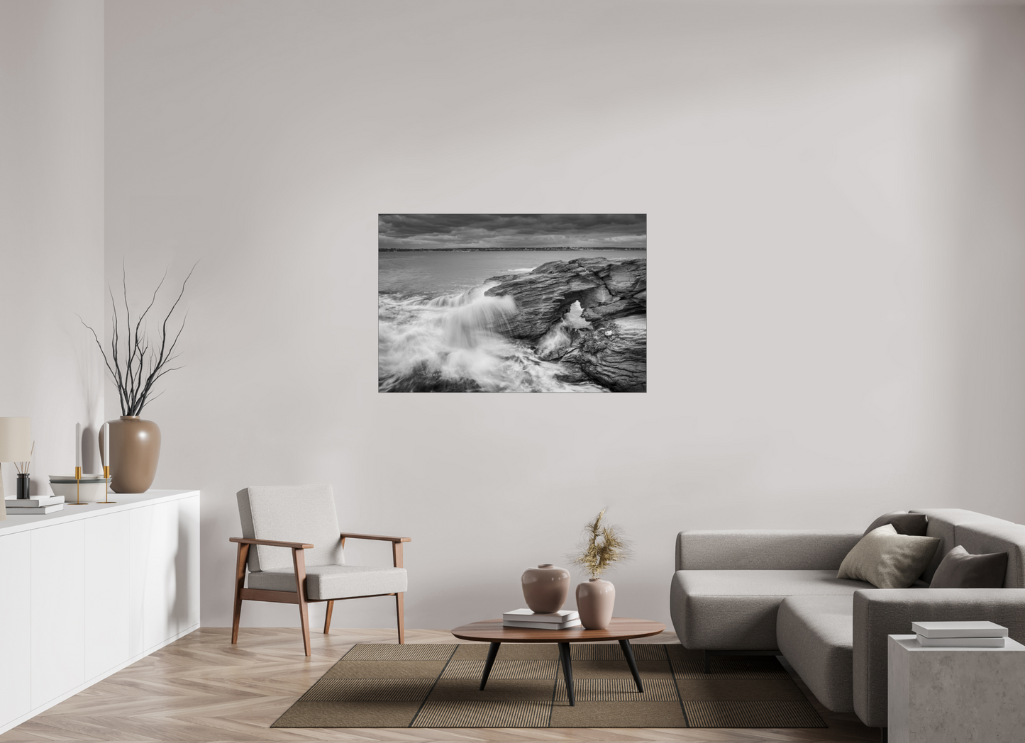 54 x 36″, Photo Print under Acrylic Glass with Black Slimline Case Waves Over Arches