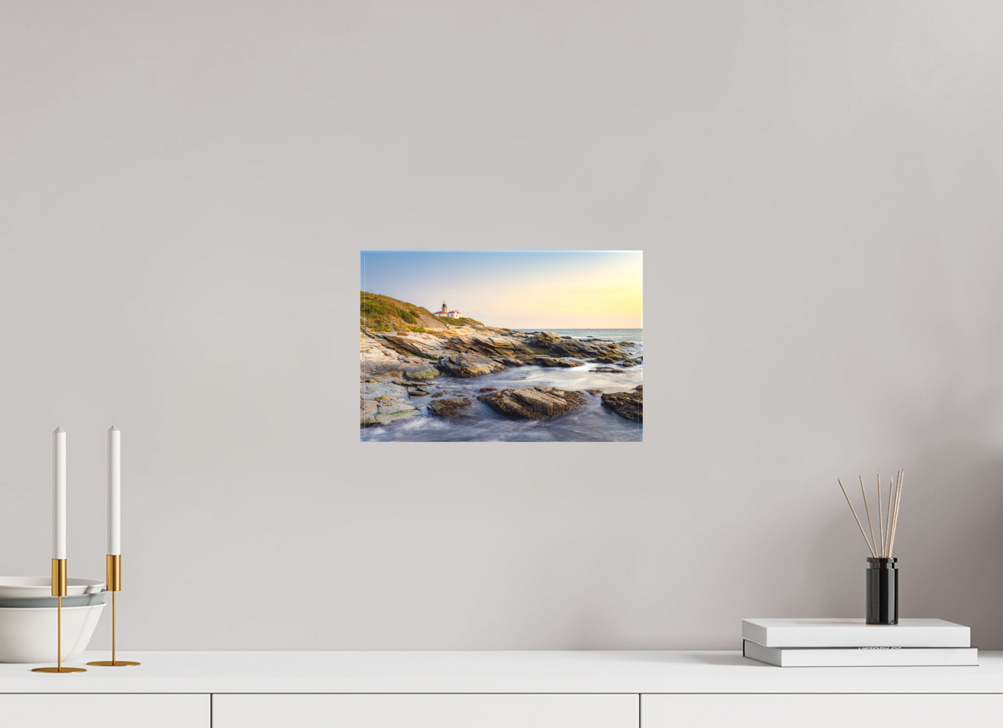 12 x 8″, Matte Canvas Print Beavertail Lighthouse