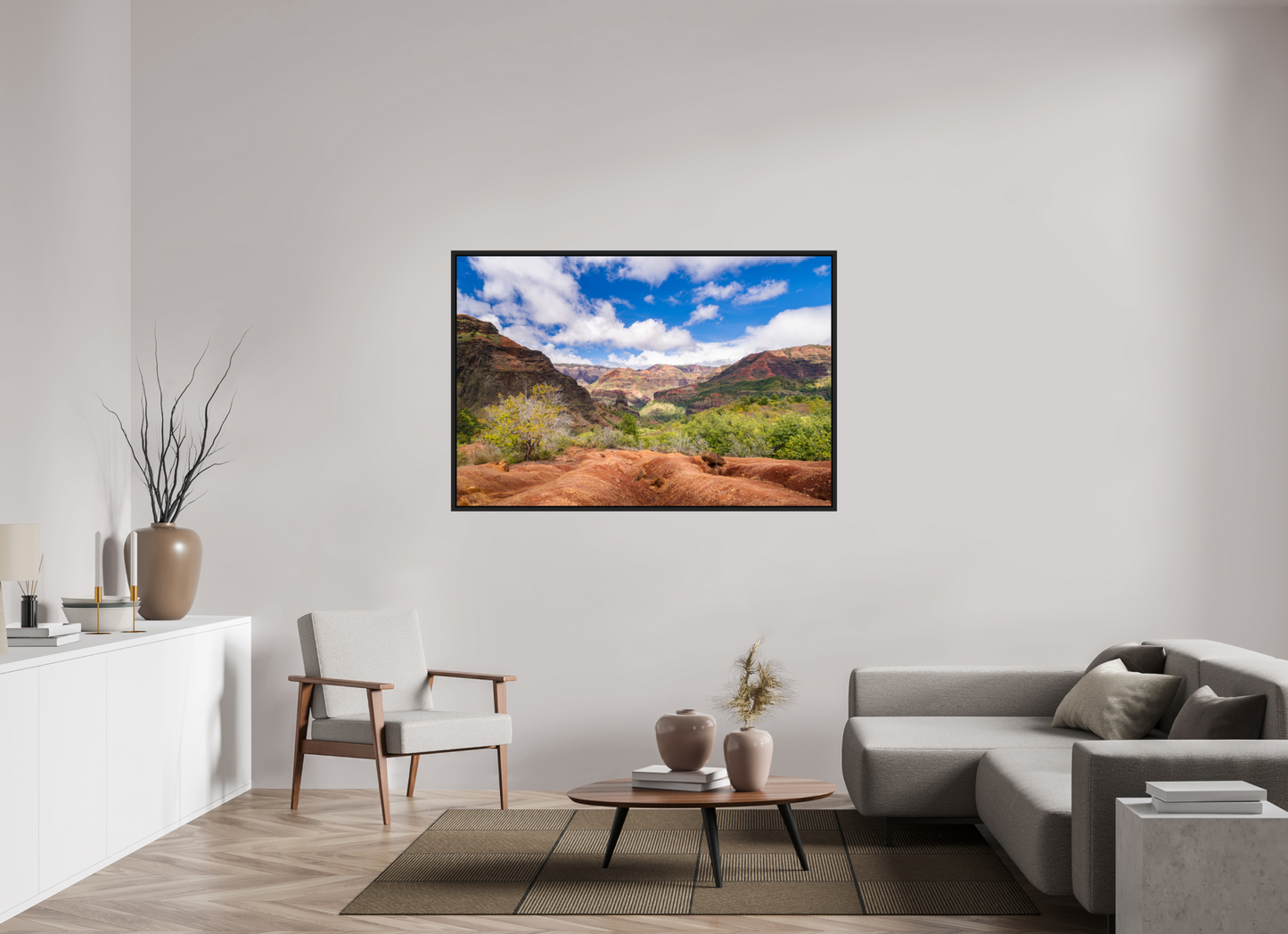 60 x 40″, ChromaLuxe HD Metal Print with Black Wood Floater Frame Along the Kukui Trail