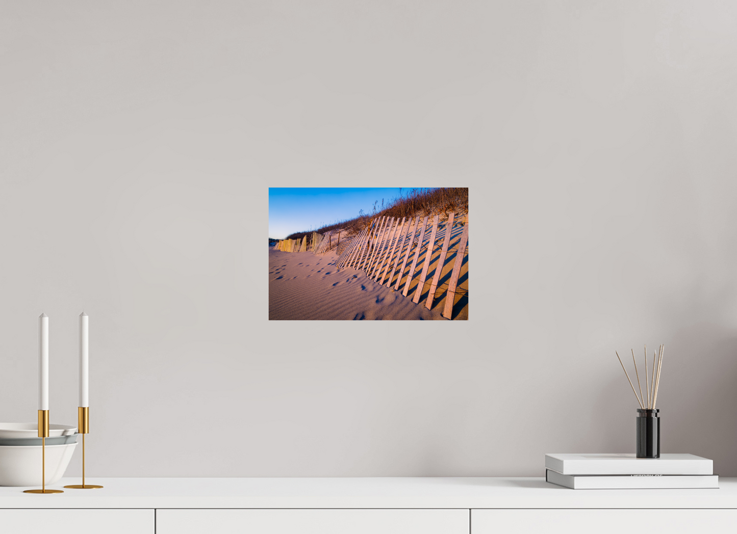 12 x 8″, ChromaLuxe HD Metal Print Sunset Glow on Sand Hill Cove Dunes