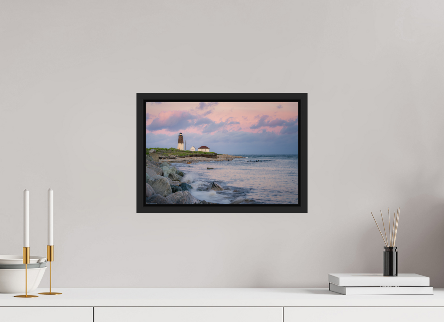 15 x 10″, Premium Photo Print under Acrylic Glass with Black Wood Floater Frame Quiet Sunset at Camp Cronin