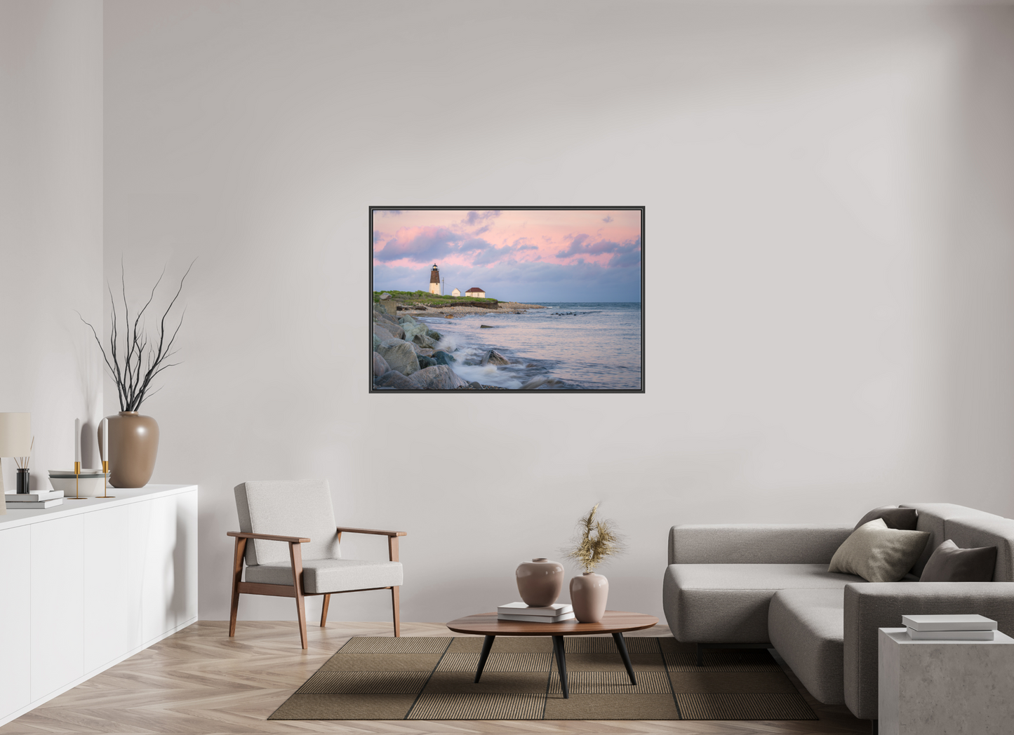 54 x 36″, Matte Canvas Print with Black Wood Floater Frame Quiet Sunset at Camp Cronin