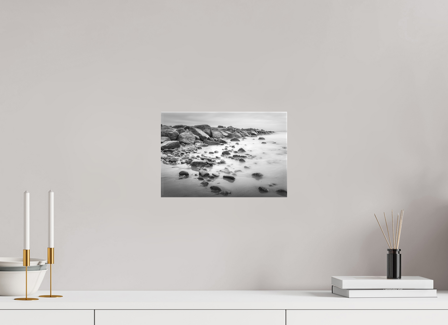12 x 8″, Matte Canvas Print Overcast Morning at Sand Hill Cove