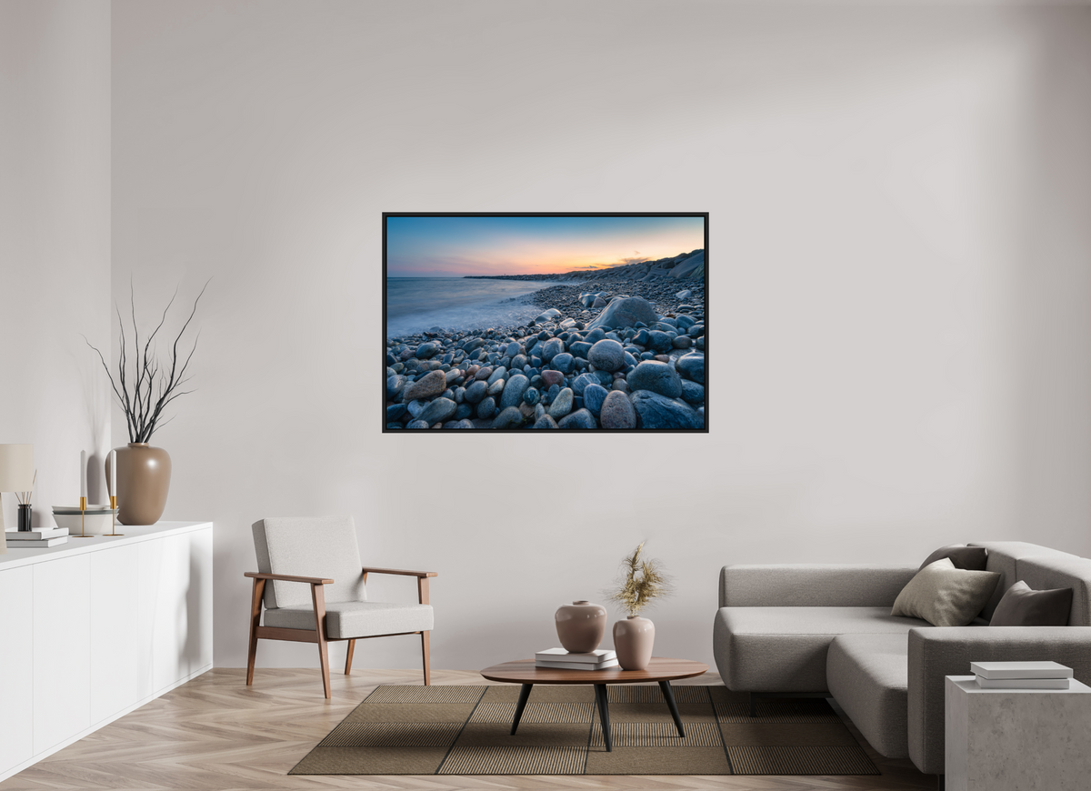 60 x 40″, Premium ChromaLuxe HD Aluminum Metal Print with Black Wood Floater Frame A Sea of Pebbles at Camp Cronin