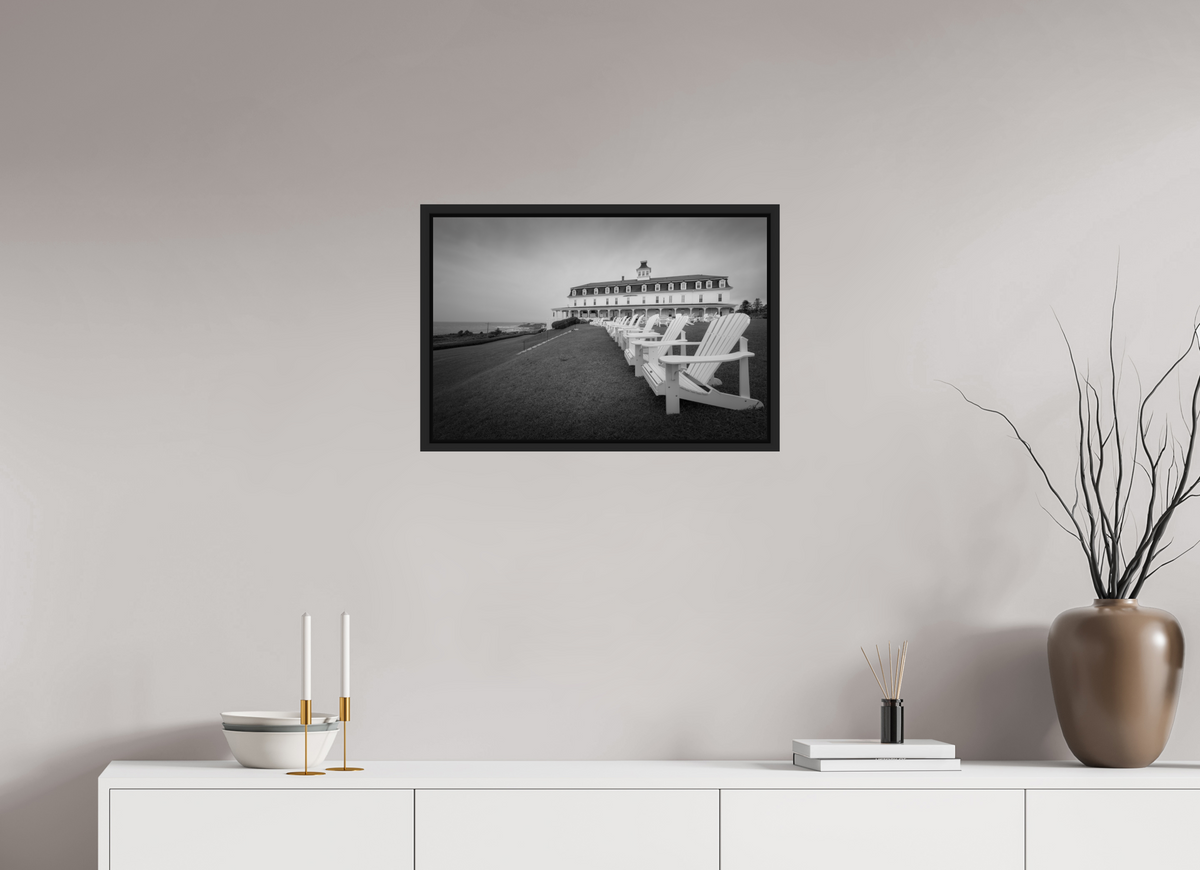 24 x 16″, Premium ChromaLuxe HD Aluminum Metal Print with Black Wood Floater Frame The Spring House