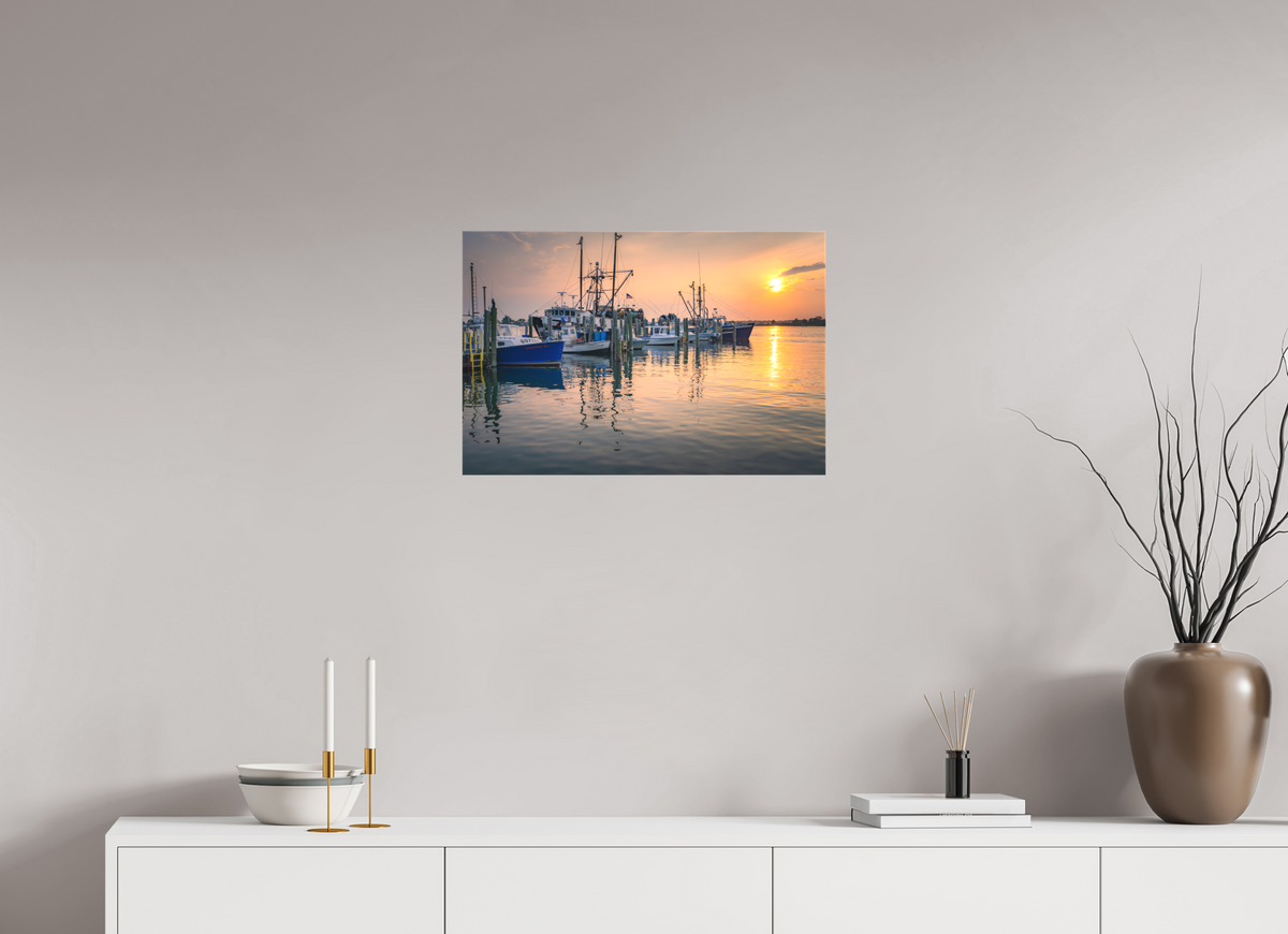 24 x 16″, Matte Canvas Print Boats at Sunset