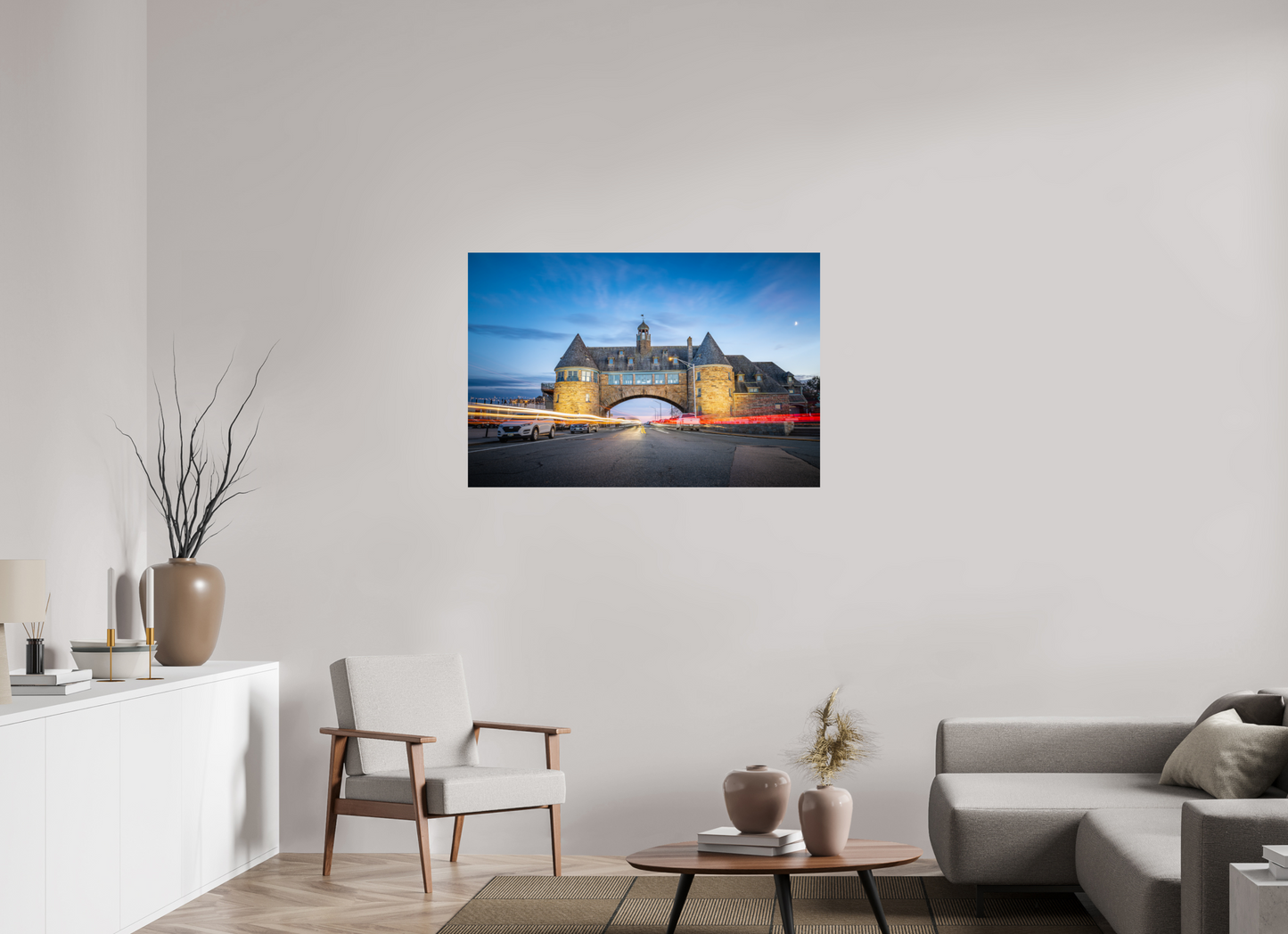 45 x 30″, Photo Print On Fuji Crystal DP II Narragansett Towers and Light Trails
