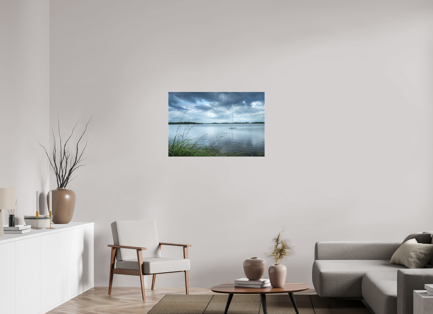 36 x 24″, Matte Canvas Print Lonely Boat on Sachem Pond