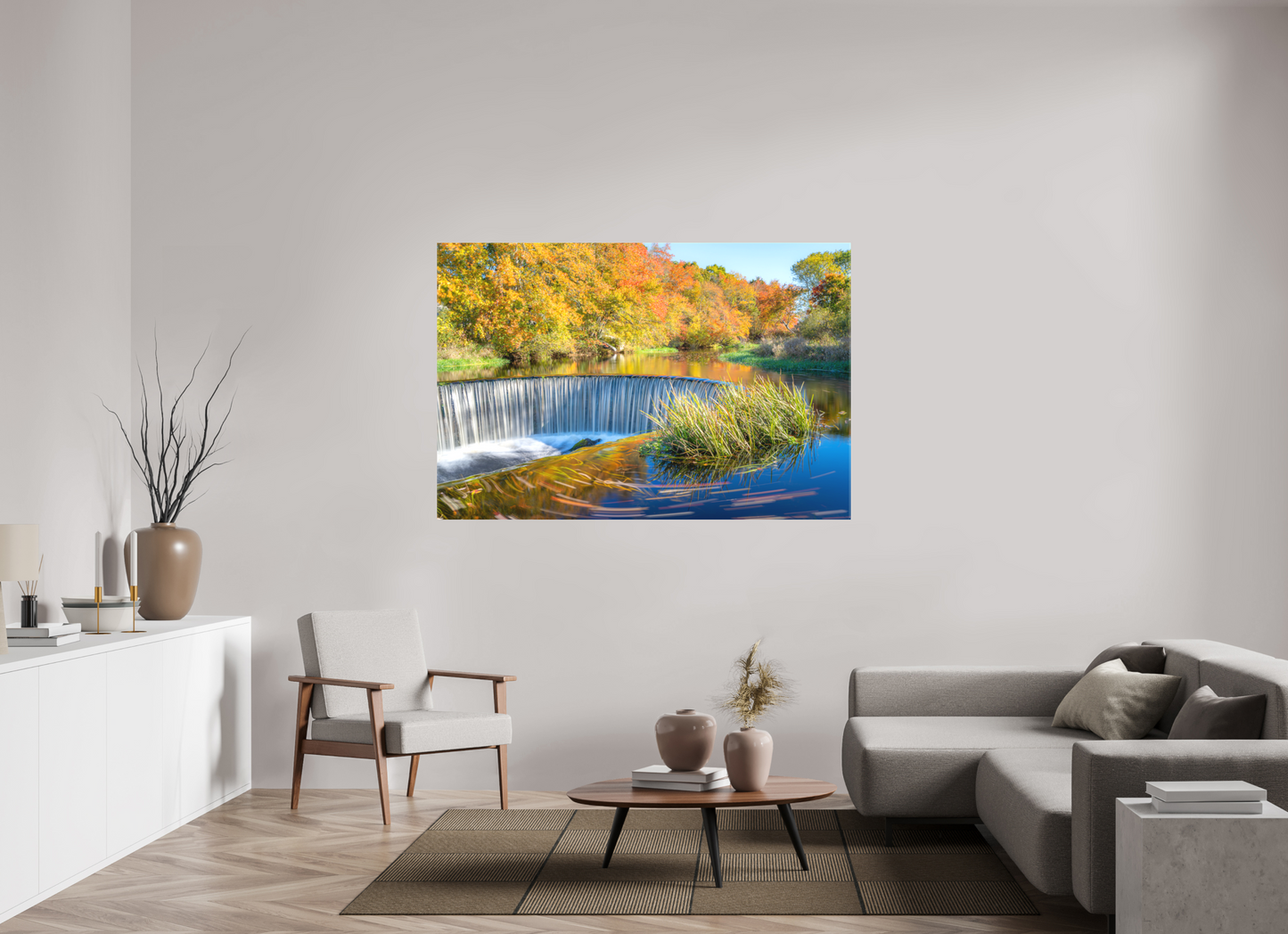 66 x 44″, Matte Canvas Print Peak Fall Colors Over Horseshoe Falls