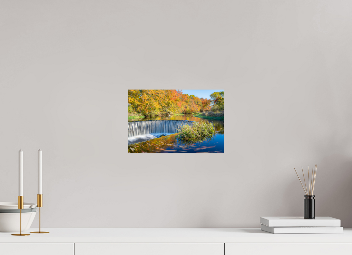 12 x 8″, ChromaLuxe HD Metal Print Peak Fall Colors Over Horseshoe Falls