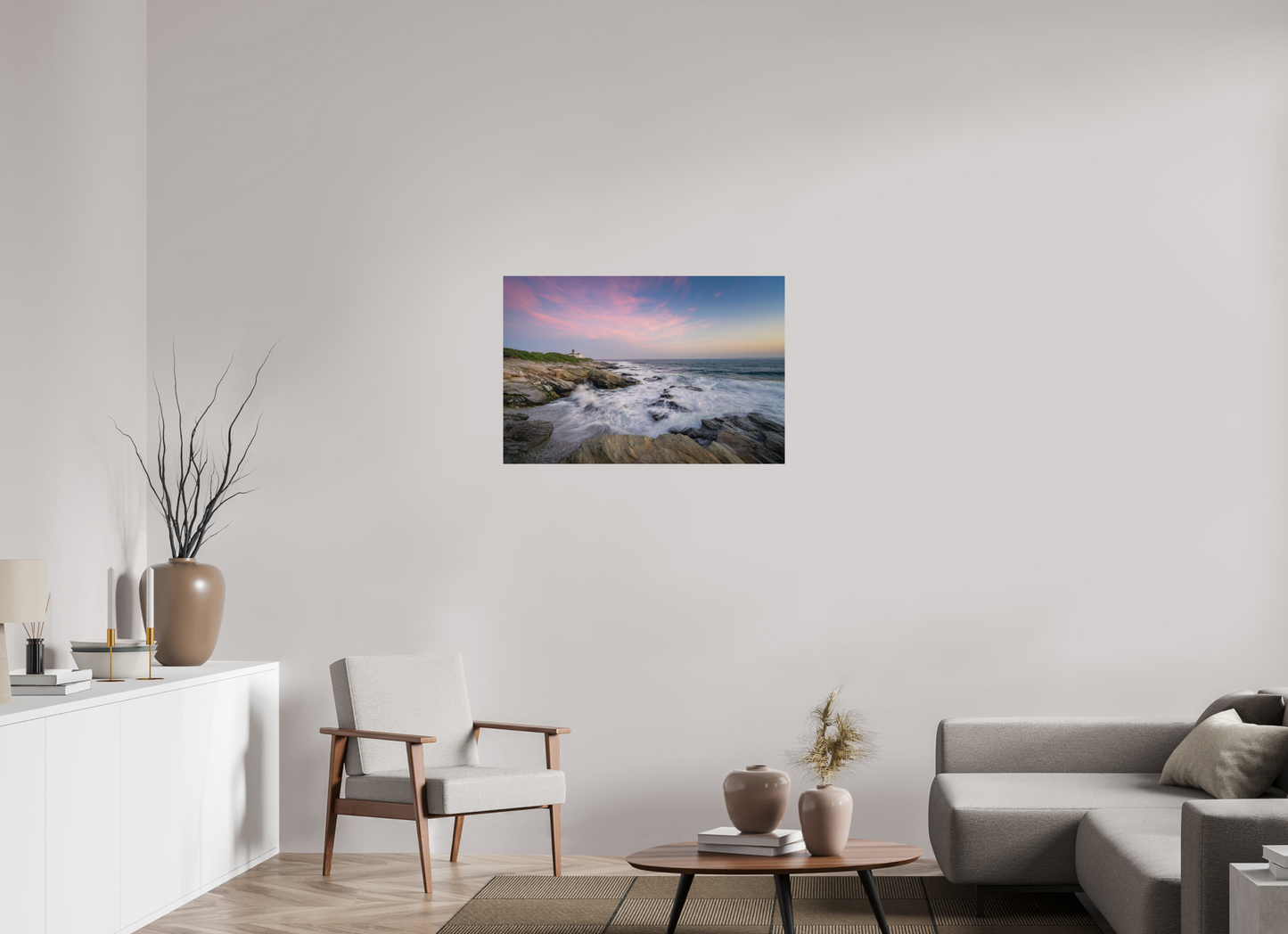 36 x 24″, Premium Metallic Effect Photo Print on Fuji Crystal Pearl Paper Rough Seas at Sunset