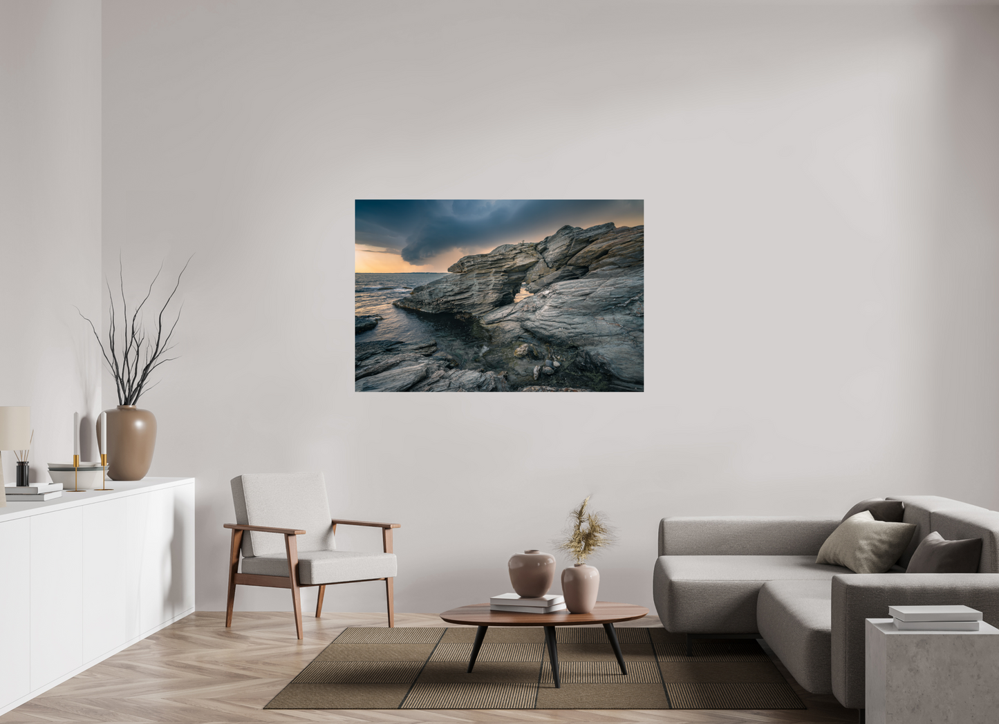 60 x 40″, Premium Metallic Effect Photo Print on Fuji Crystal Pearl Paper Thunderstorm Over Beavertail Arch