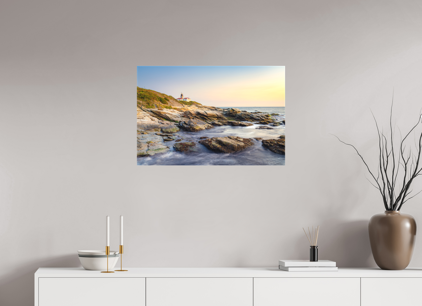 30 x 20″, Matte Canvas Print Beavertail Lighthouse