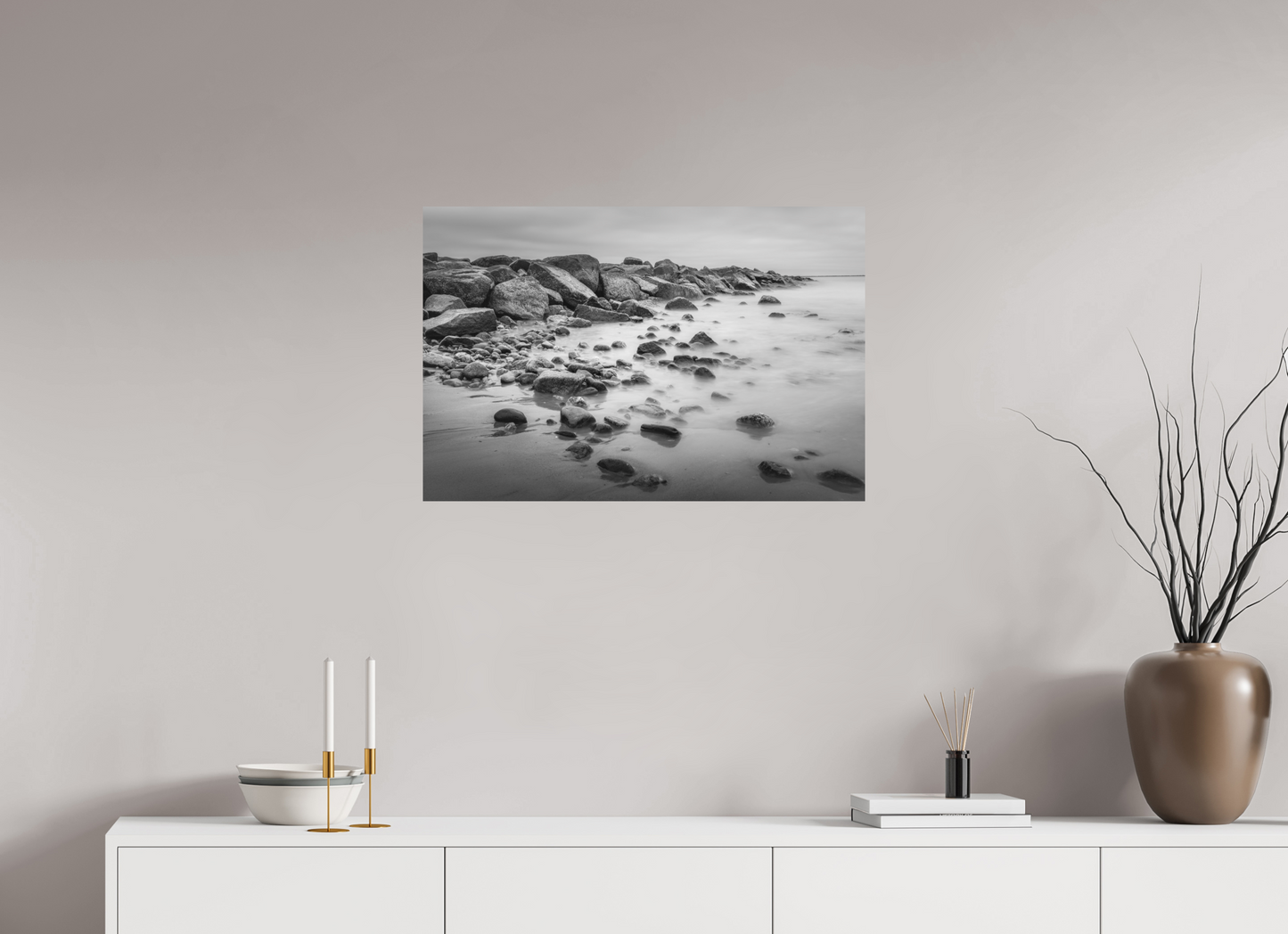 30 x 20″, Matte Photo Print on Fuji Crystal DP II Overcast Morning at Sand Hill Cove