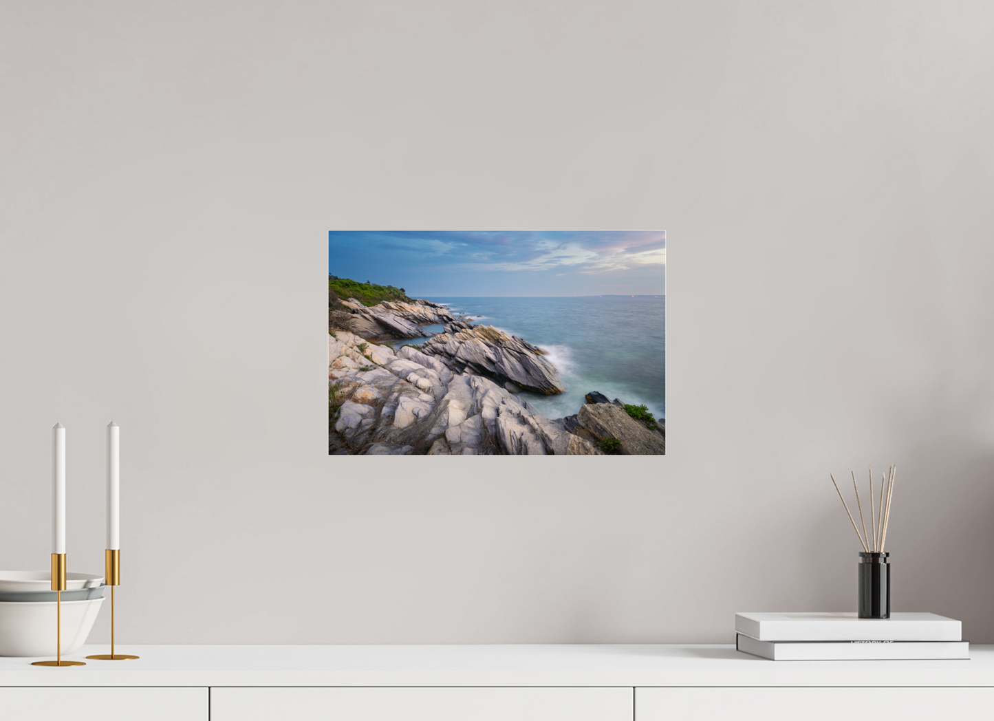 15 x 10″, Premium Photo Print under Acrylic Glass Blue Hour at Beavertail