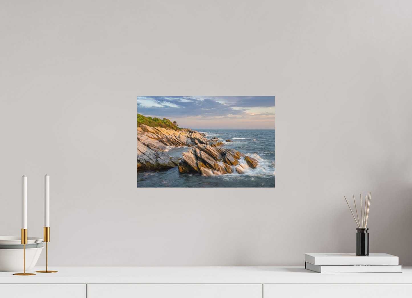 15 x 10″, Basic Matte Photo Print on Fuji Crystal DP II Paper Beavertail Cliffs Approaching Sunset