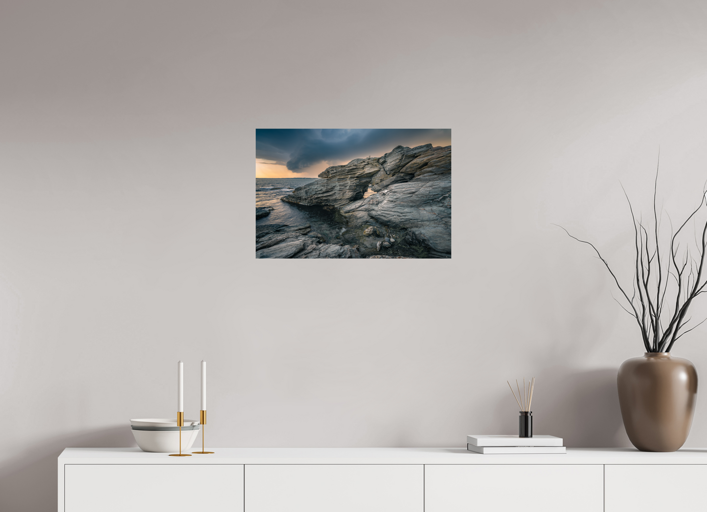 24 x 16″, Premium ChromaLuxe HD Aluminum Metal Print Thunderstorm Over Beavertail Arch