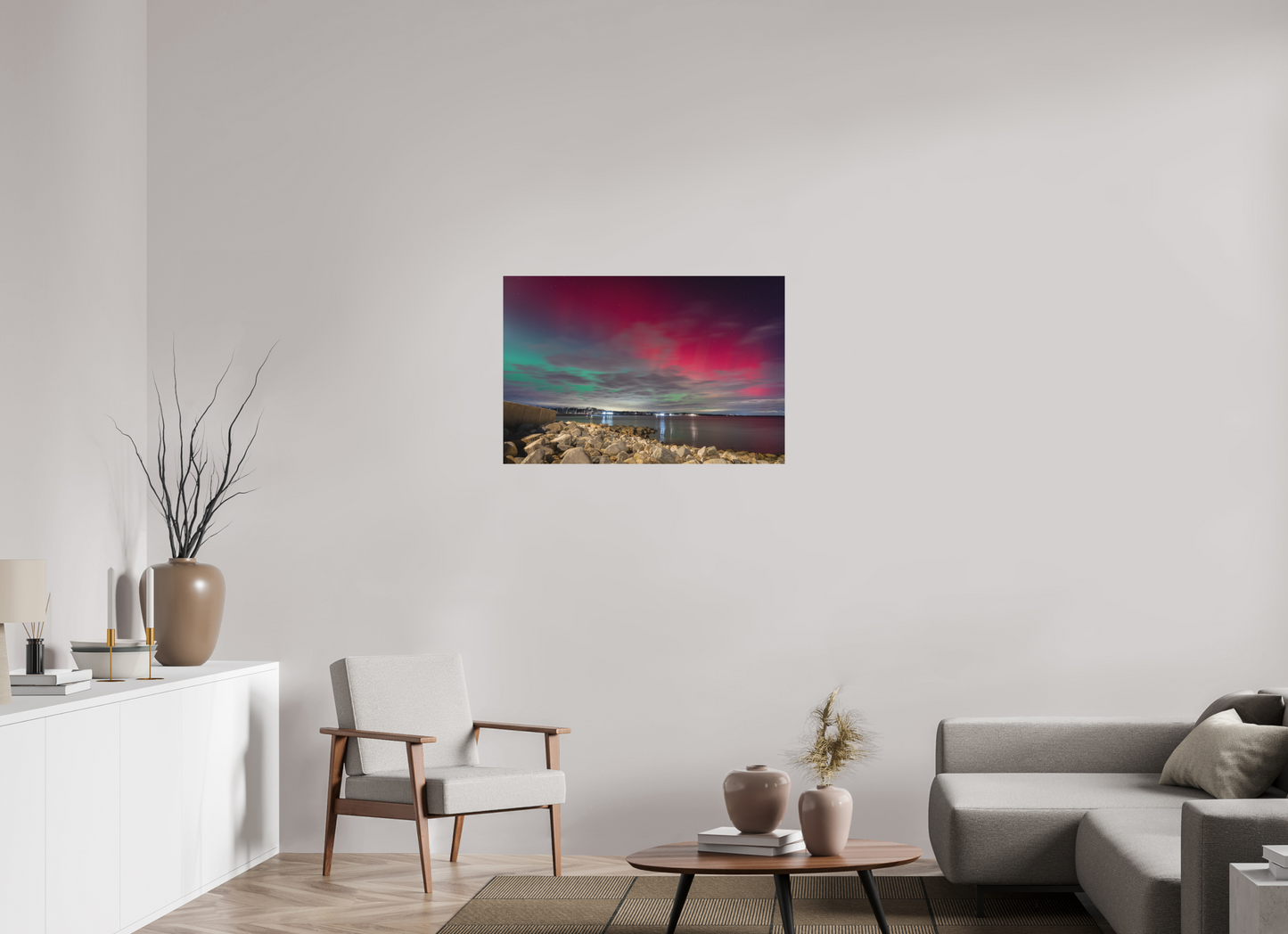 36 x 24″, Basic Matte Photo Print on Fuji Crystal DP II Paper The Aurora Borealis over Narragansett Beach