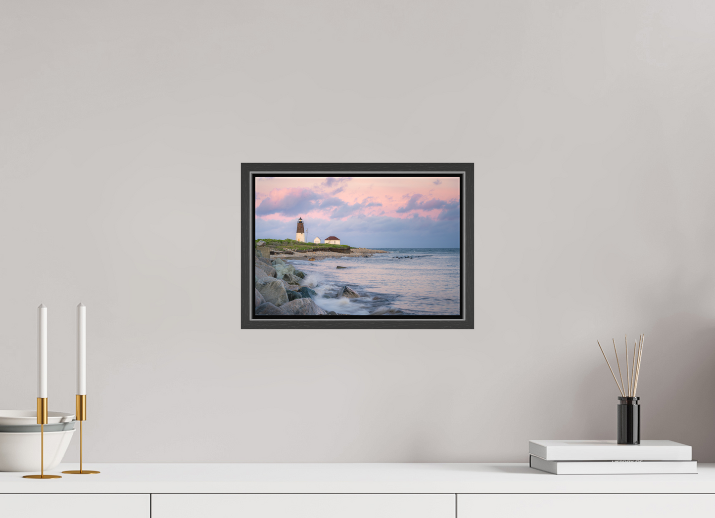 12 x 8″, Matte Canvas Print with Black Wood Floater Frame Quiet Sunset at Camp Cronin